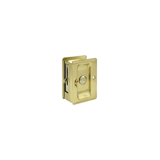Deltana SDLA325U3-UNL Heavy Duty Pocket Lock; Adjustable; 3-1/4" x 2 1/4" Privacy; Unlacquered Bright Brass Finish Deltana