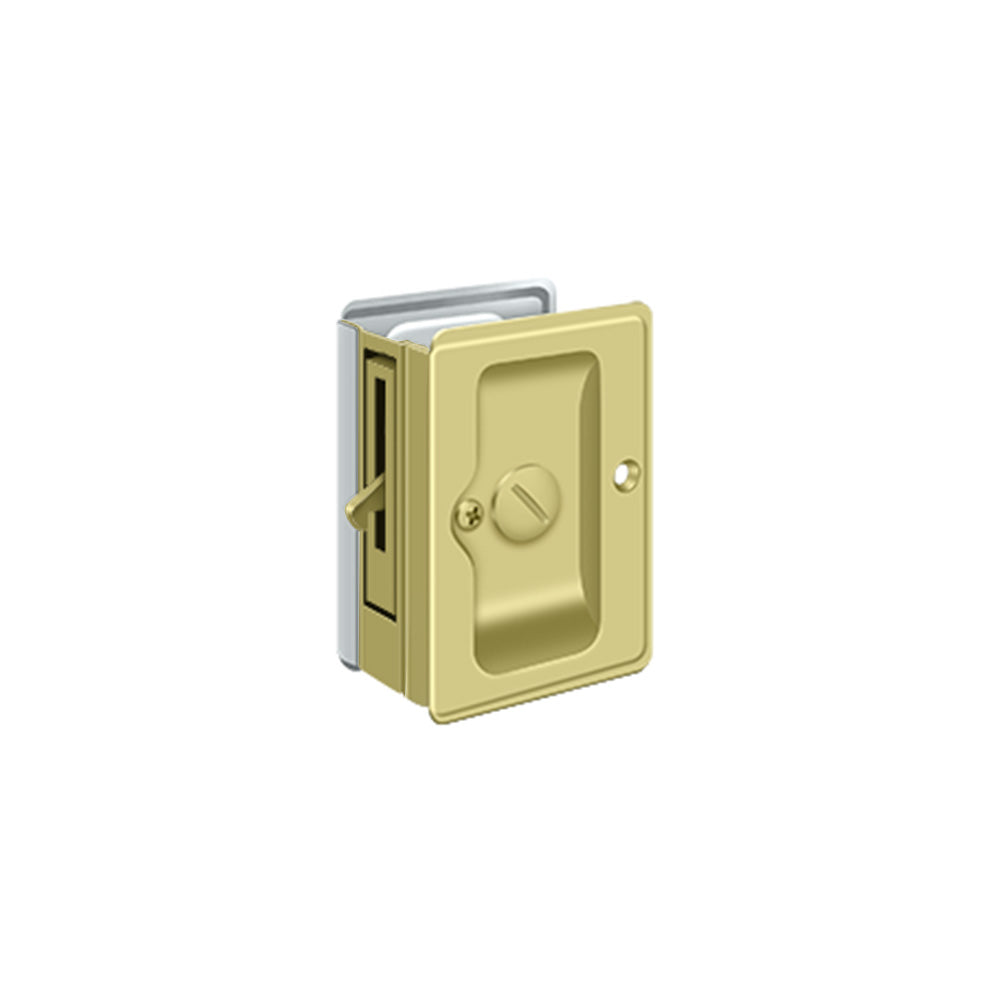 Deltana SDLA325U3/26 Heavy Duty Pocket Lock; Adjustable; 3-1/4" x 2 1/4" Privacy; Bright Brass By Bright Chrome Finish Deltana