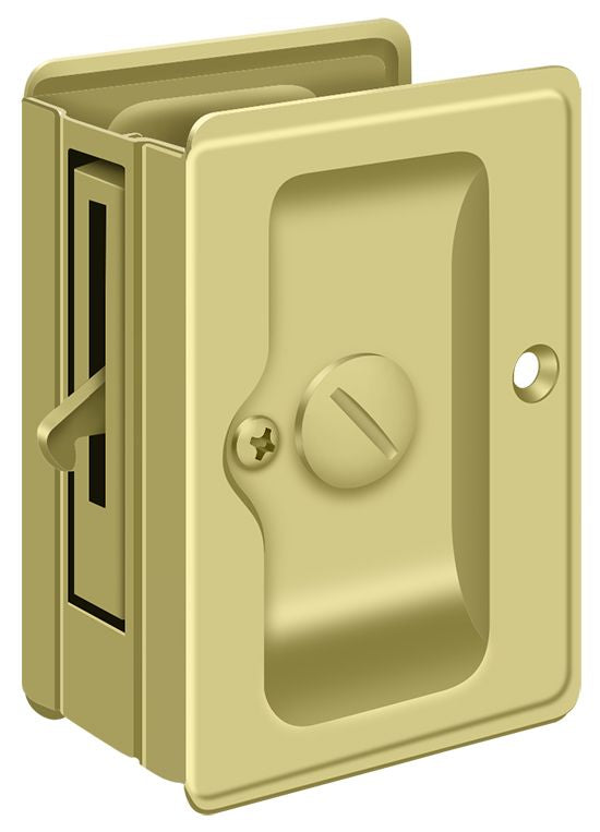 Deltana SDLA325U3 Heavy Duty Pocket Lock; Adjustable; 3-1/4" x 2 1/4" Privacy; Bright Brass Finish Deltana