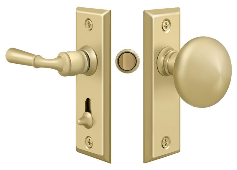 Deltana SDLS480U3-UNL Storm Door Latch; Rectangular; Tubular Lock; Unlacquered Bright Brass Finish Deltana