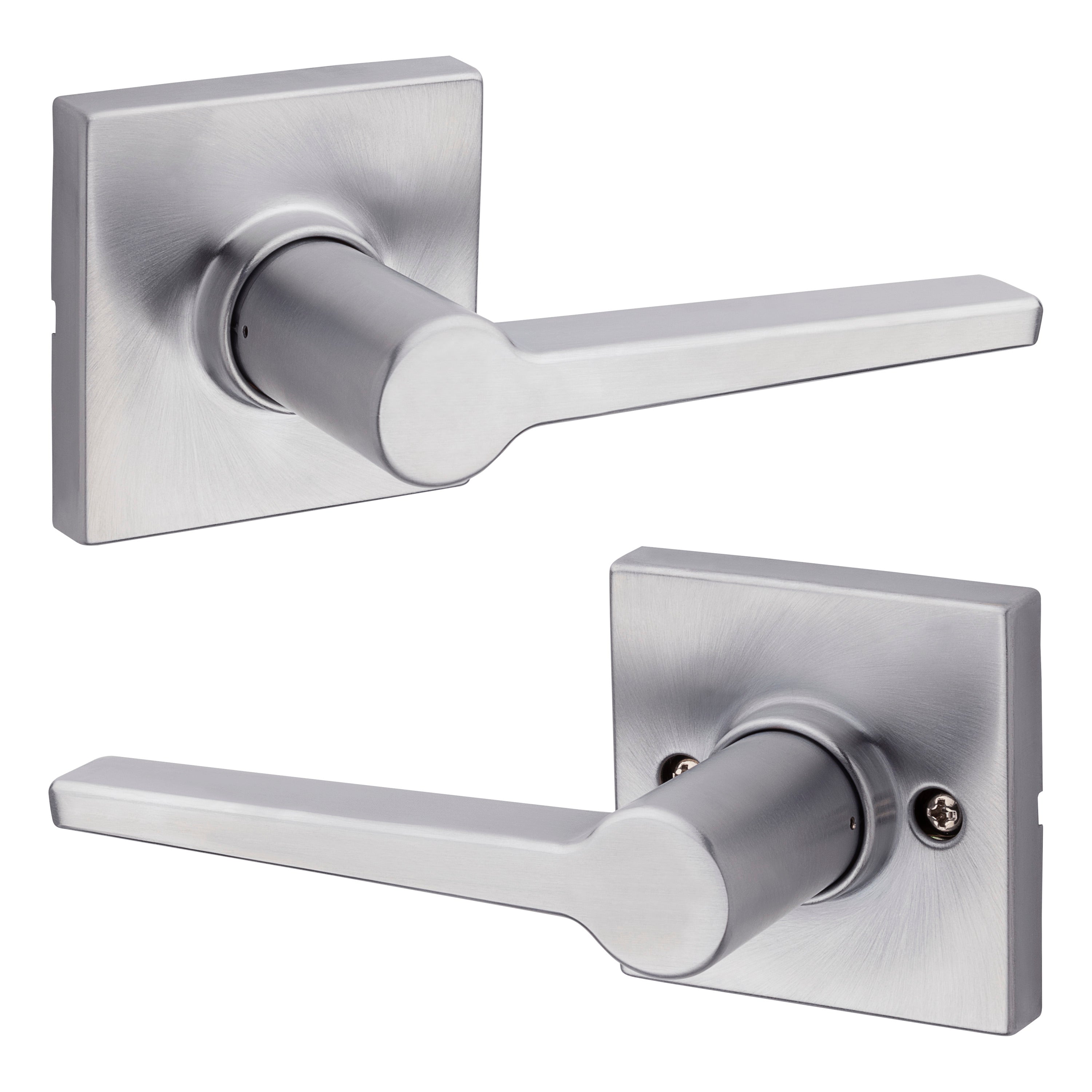 Safelock Daylon Lever with Square Rose Passage Lock with RCAL Latch and RCS Strike Kwikset