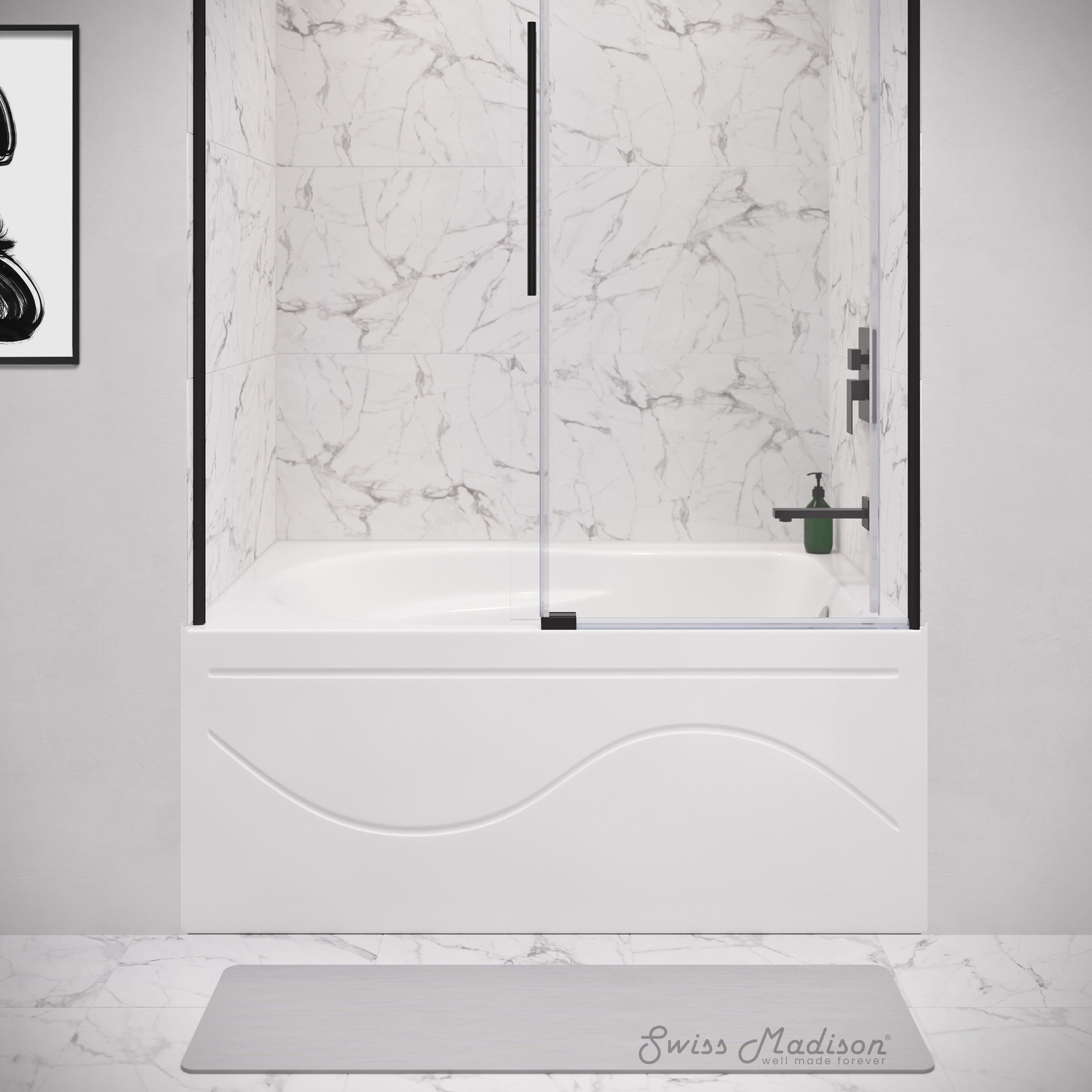 Swiss Madison Ivy 54 x 30 Skirted Soaking Alcove Bathtub with Integrated Armrest