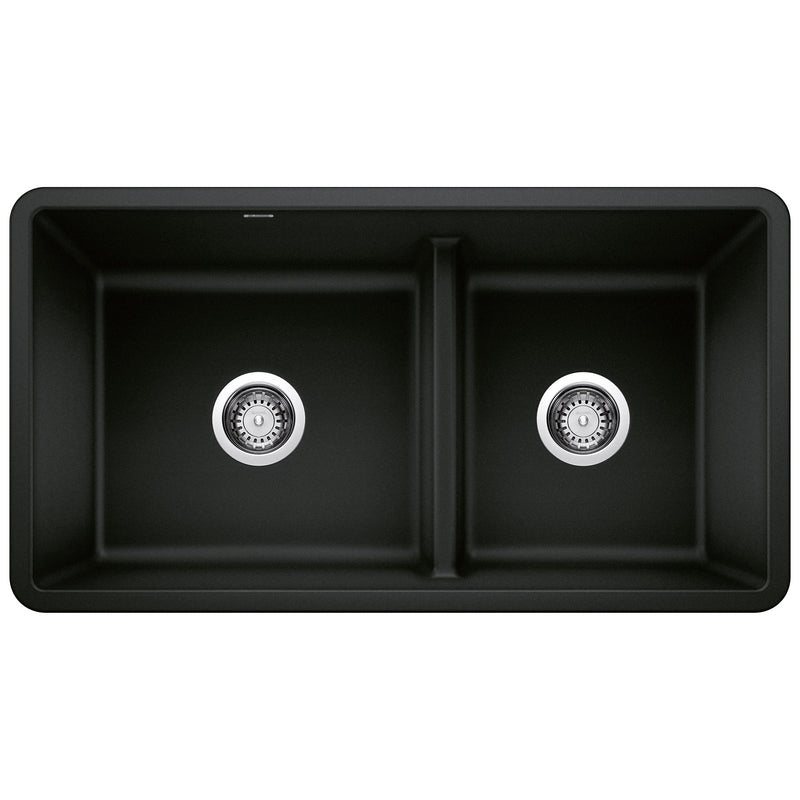 Blanco Precis SILGRANIT 33" 60/40 Reversible Double Bowl Undermount Kitchen Sink with Low Divide Blanco