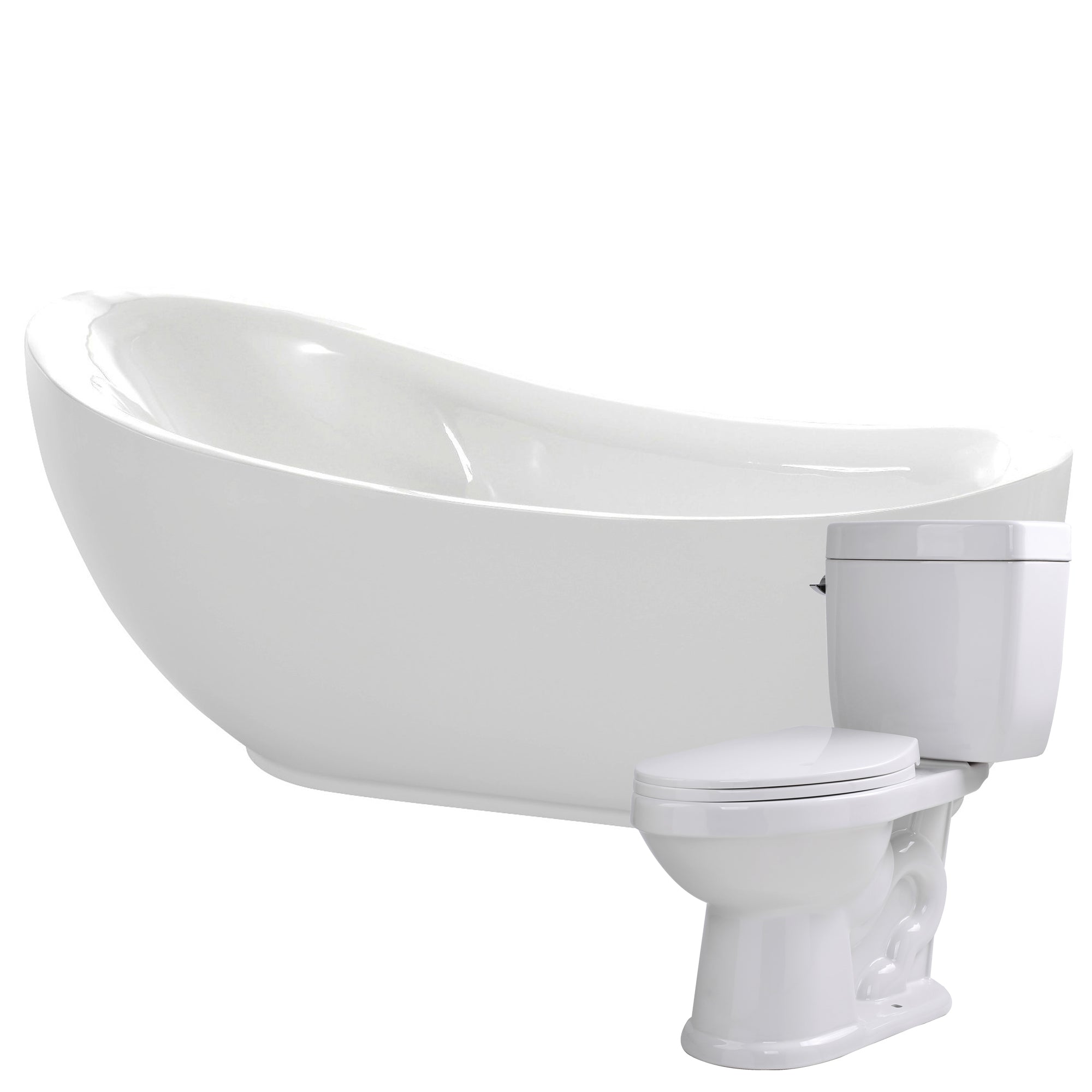 ANZZI  Talyah 71 in. Acrylic Soaking Bathtub with Kame 2-piece 1.28 GPF Single Flush Toilet ANZZI