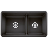 Blanco Precis SILGRANIT 33" 60/40 Reversible Double Bowl Undermount Kitchen Sink with Low Divide Blanco