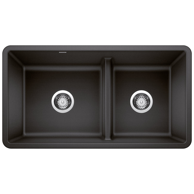 Blanco Precis SILGRANIT 33" 60/40 Reversible Double Bowl Undermount Kitchen Sink with Low Divide Blanco