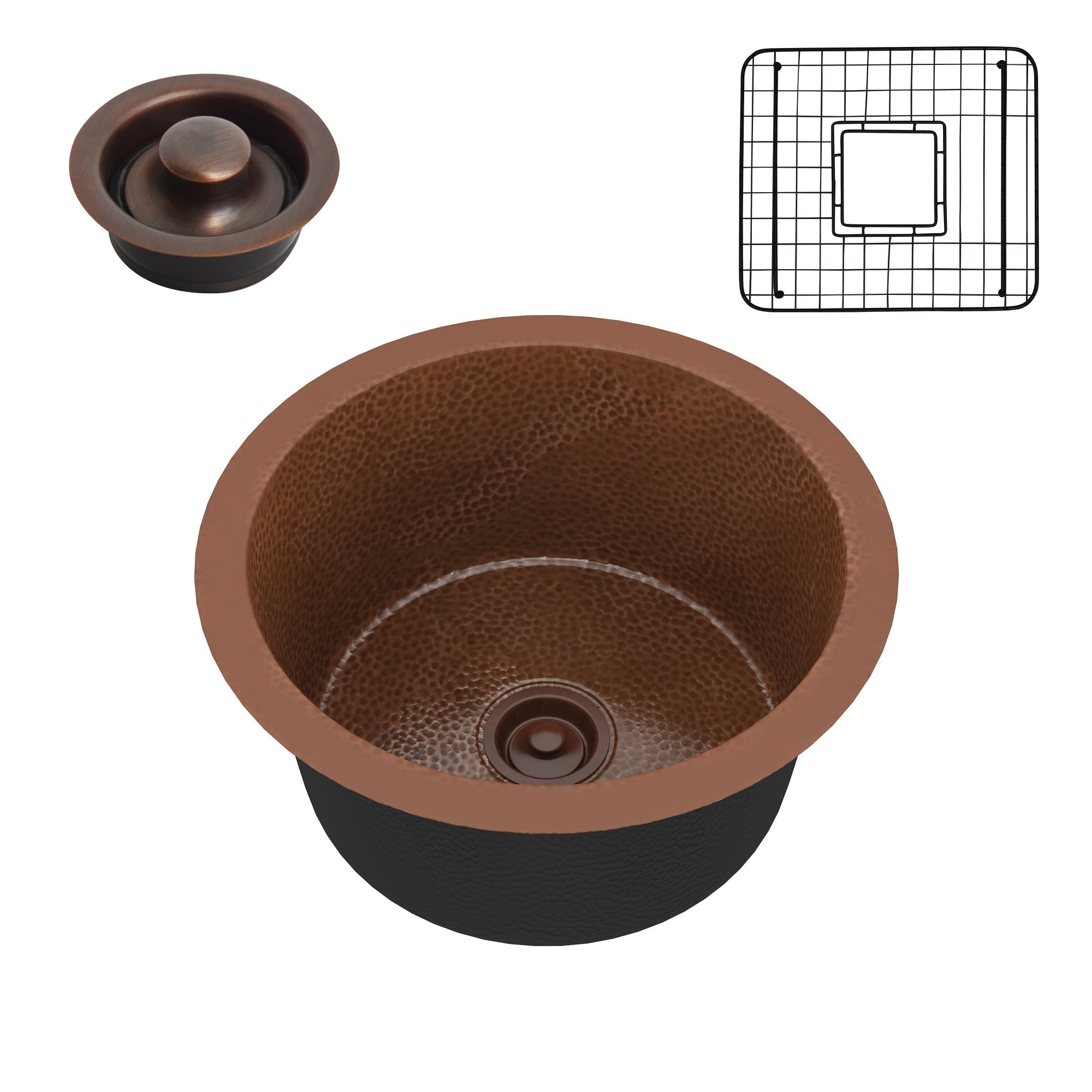 ANZZI  Thrace Drop-in Handmade Copper 17 in. 0-Hole Single Bowl Kitchen Sink ANZZI