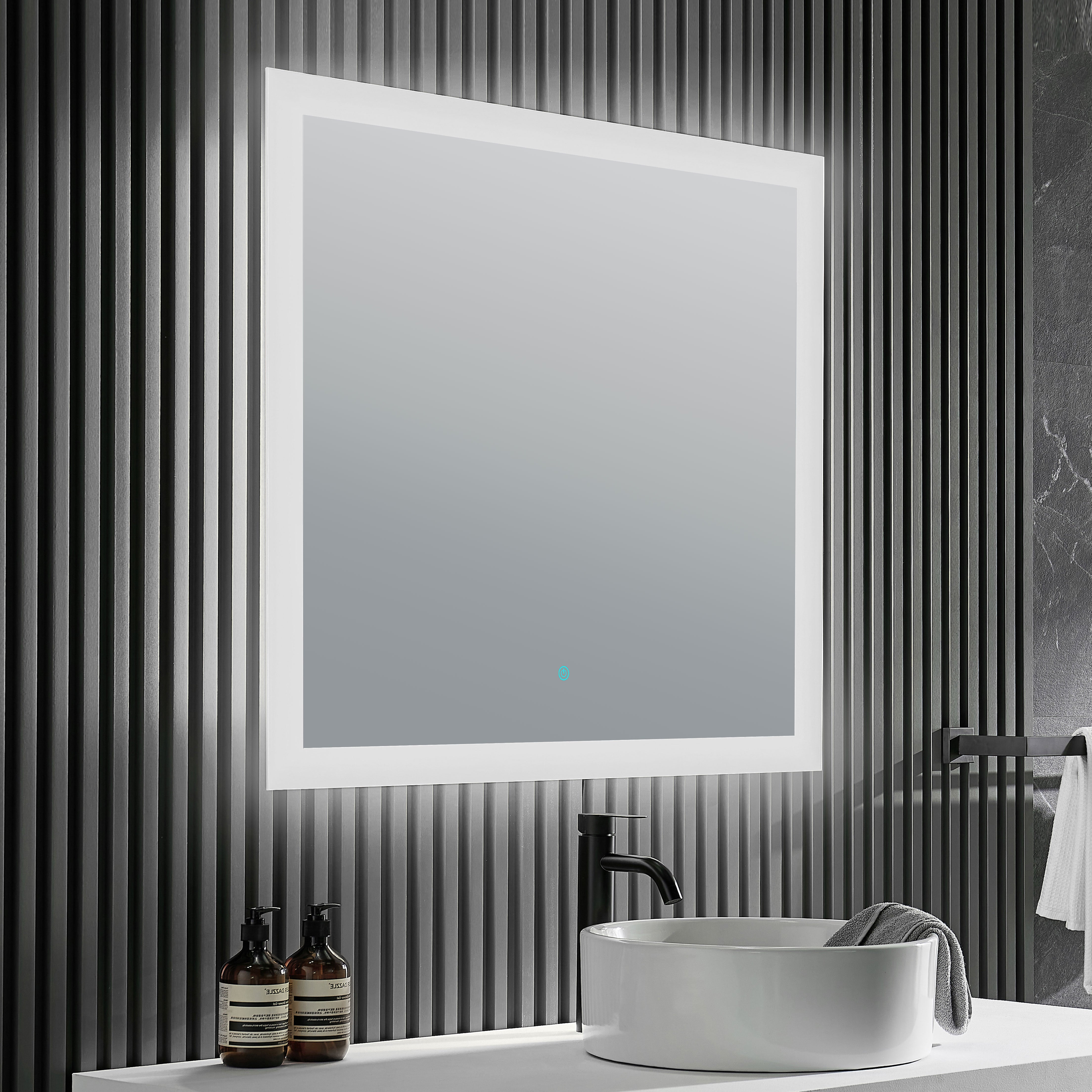 ANZZI  Neptune 39 in. W x 30 in. H Frameless Rectangular LED Bathroom Mirror with Defogger in Silver ANZZI