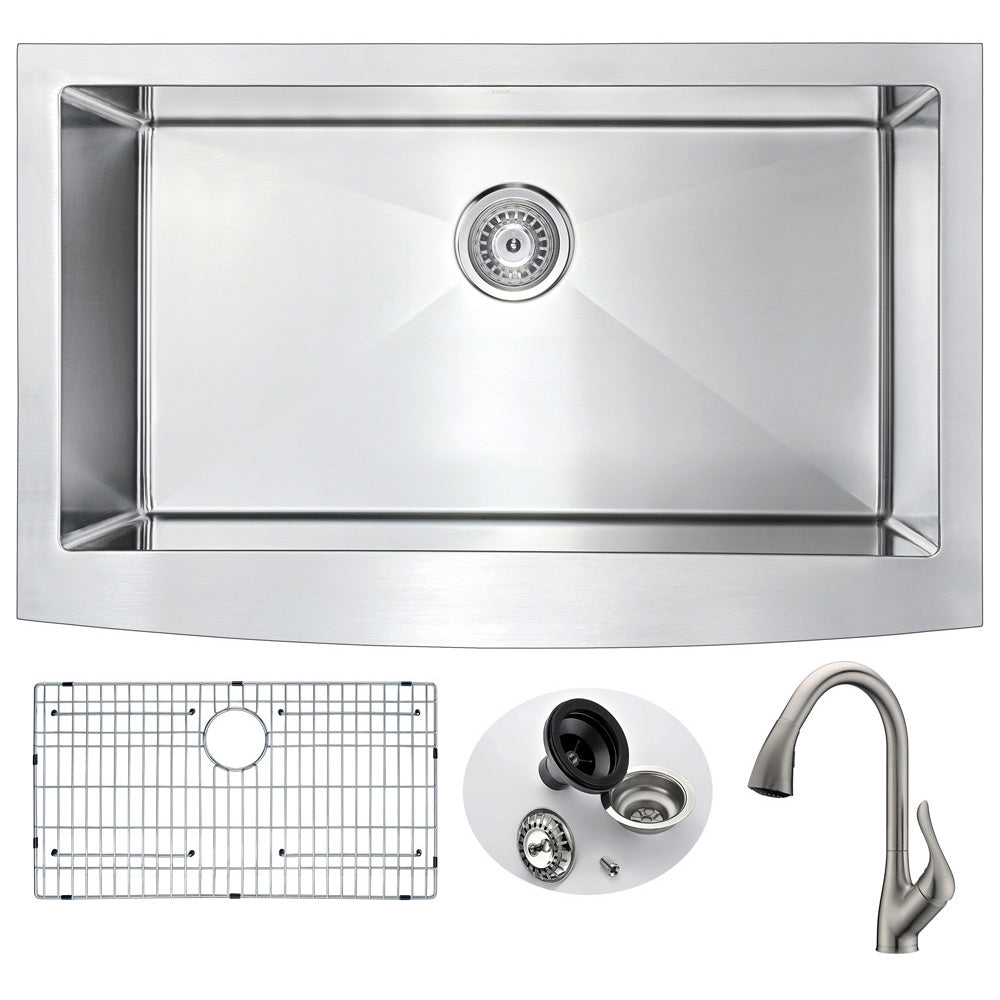 ANZZI  Elysian Farmhouse 36 in. Kitchen Sink with Accent Faucet ANZZI