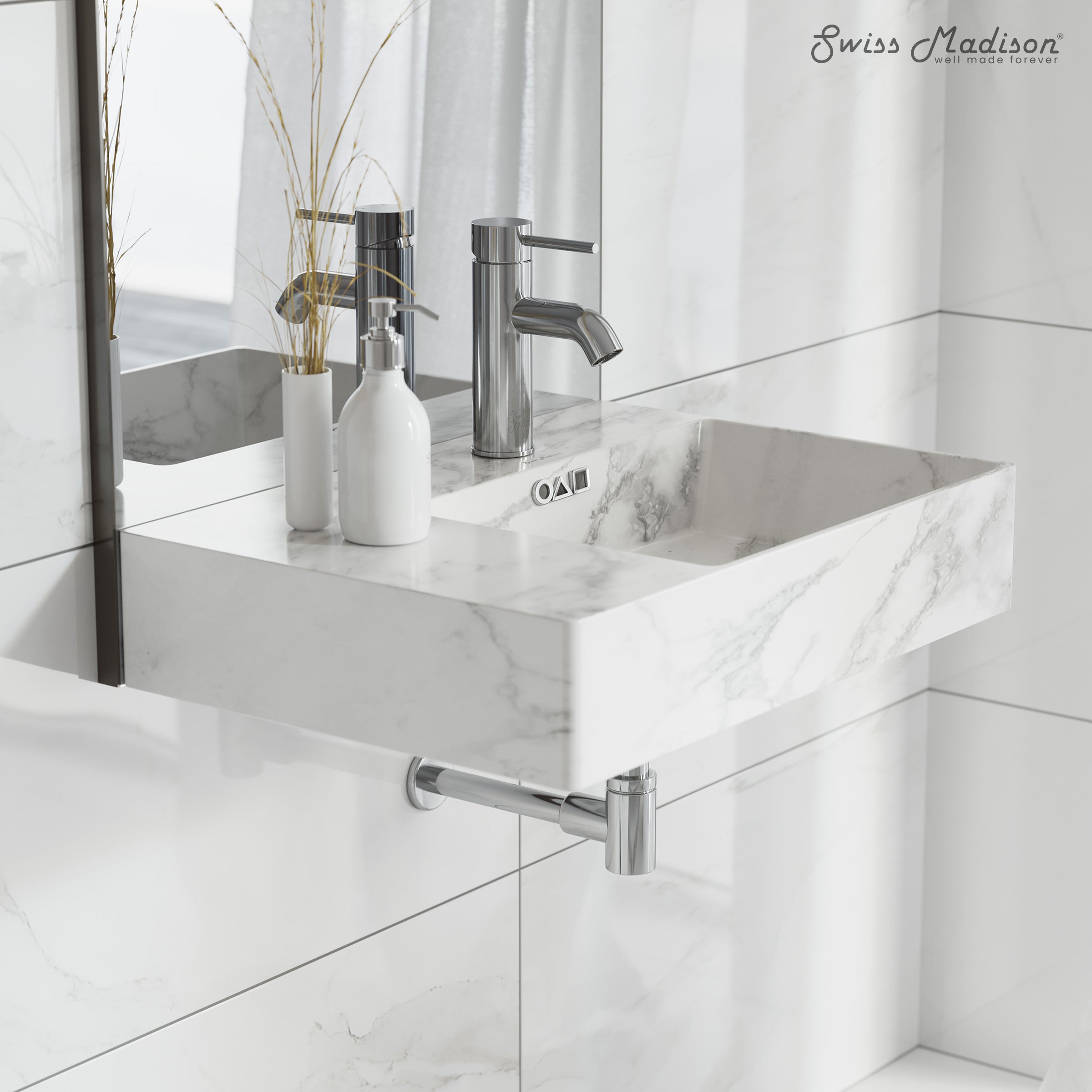 Swiss Madison St. Tropez 24" Right Side Faucet Wall-Mount Bathroom Sink