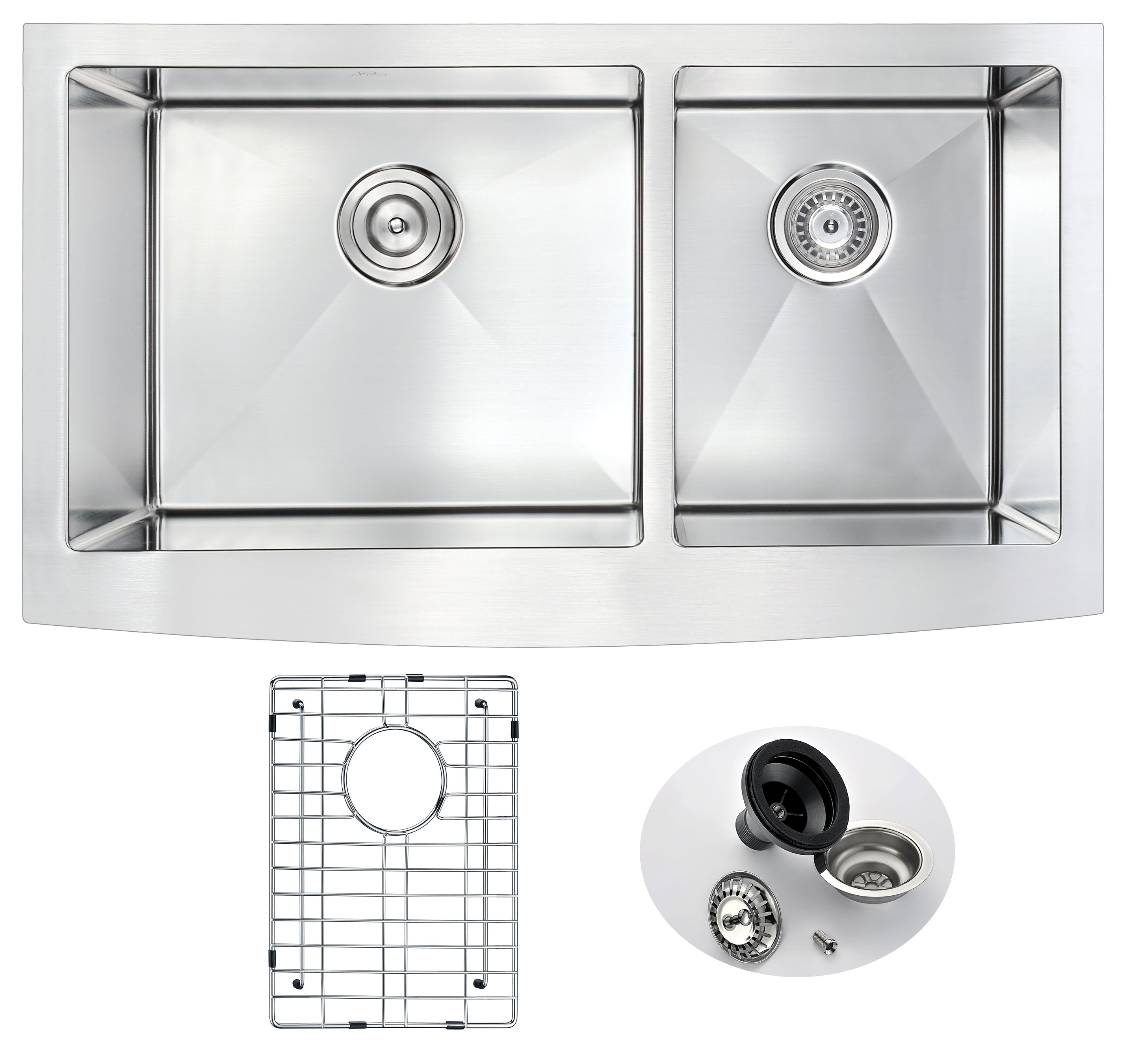 ANZZI  Elysian Farmhouse Stainless Steel 33 in. 0-Hole 60/40 Double Bowl Kitchen Sink ANZZI