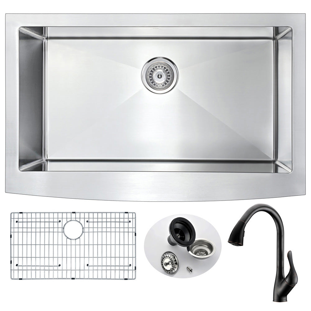 ANZZI  Elysian Farmhouse 36 in. Kitchen Sink with Accent Faucet ANZZI