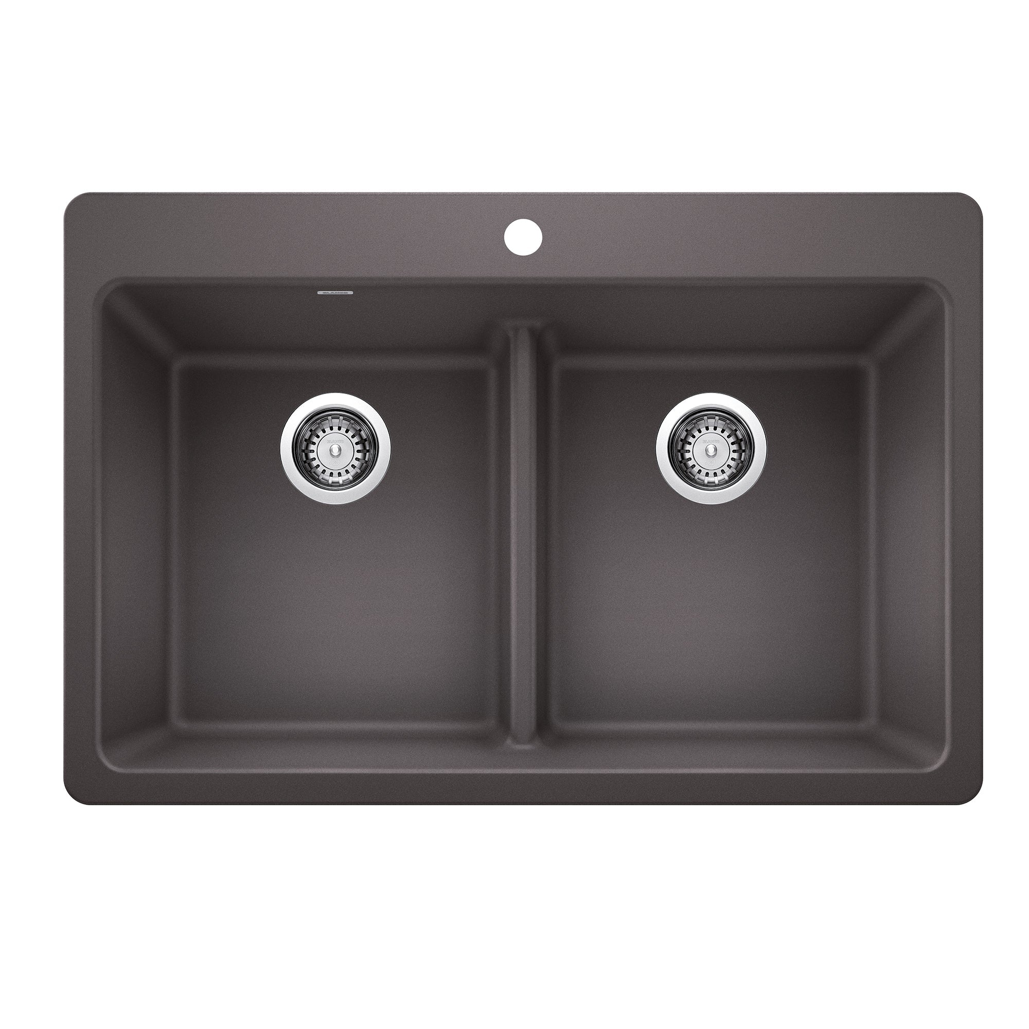Blanco Liven SILGRANIT 33" 50/50 Double Bowl Dual Mount Kitchen Sink with Low Divide BLANCO