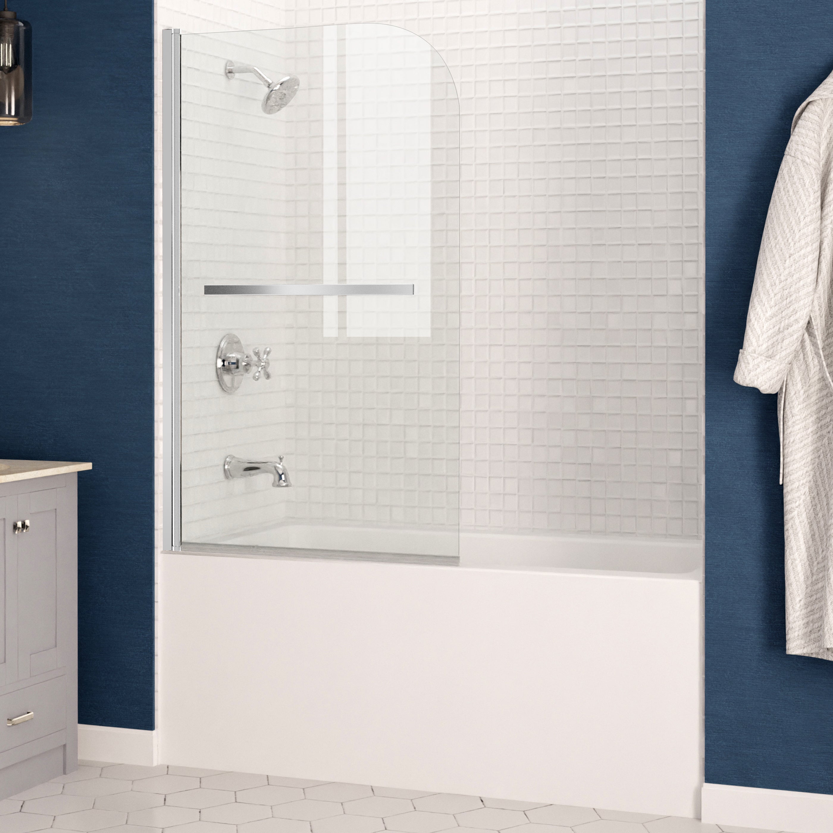 ANZZI 28 in. x 56 in. Frameless Tub Door with TSUNAMI GUARD ANZZI