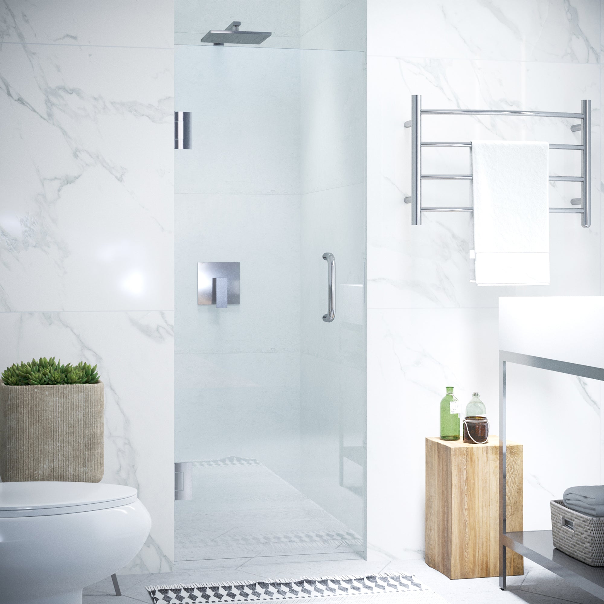 ANZZI  Passion Series 24 in. by 72 in. Frameless Hinged Shower Door with Handle ANZZI