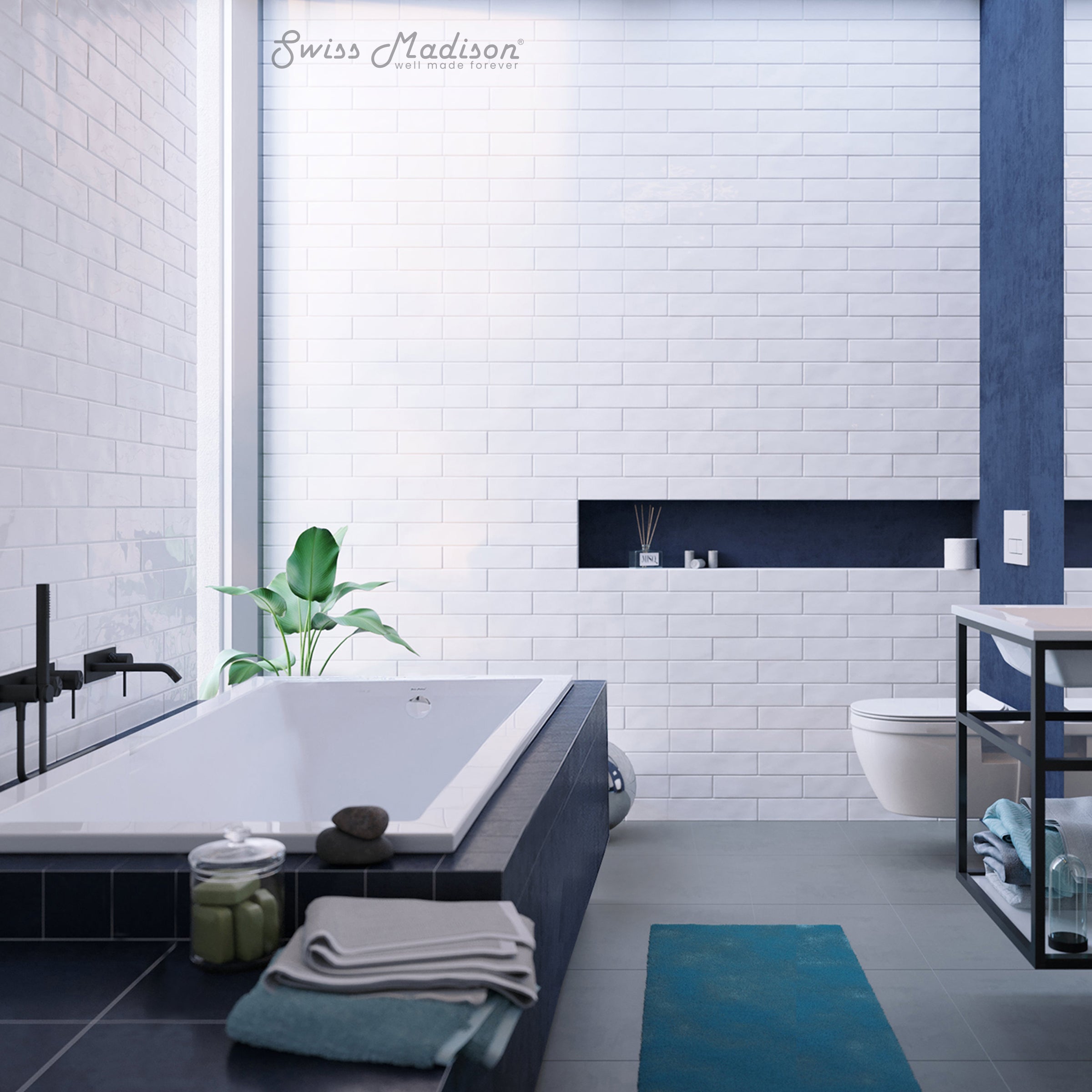 Swiss Madison Voltaire 60" x 36" Reversible Drain Drop-In Bathtub