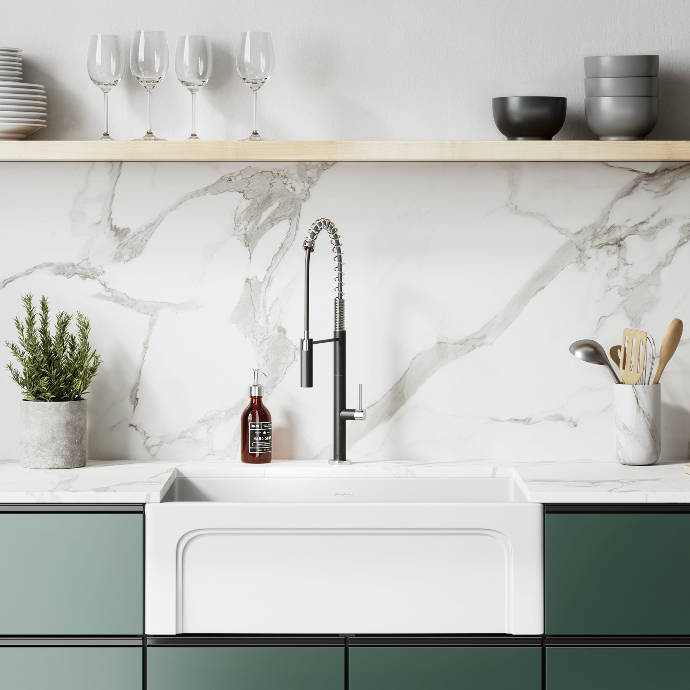 Swiss Madison Lyon 30 x 18 Fireclay, Single Basin, Farmhouse Kitchen Sink