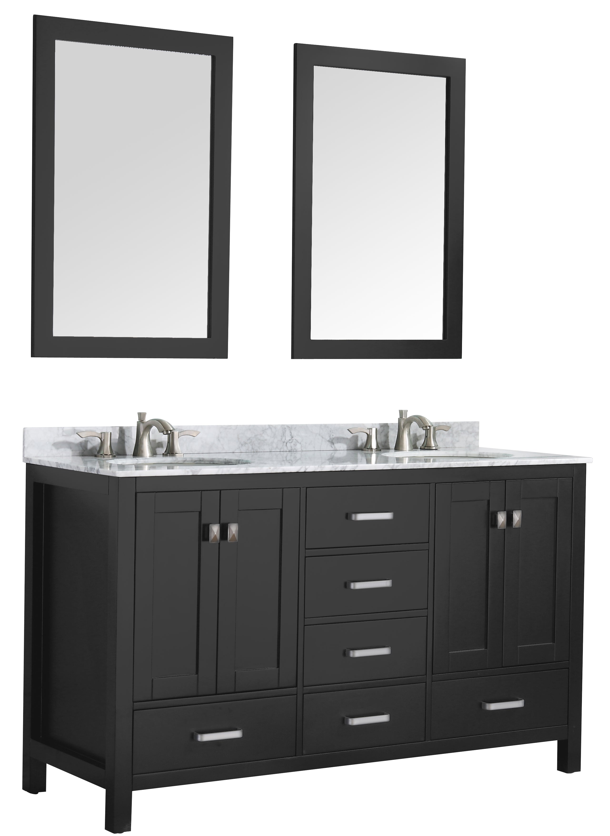 ANZZI  Chateau 60 in. W x 22 in. D Bathroom Vanity Set with Carrara Marble Top with White Sink ANZZI