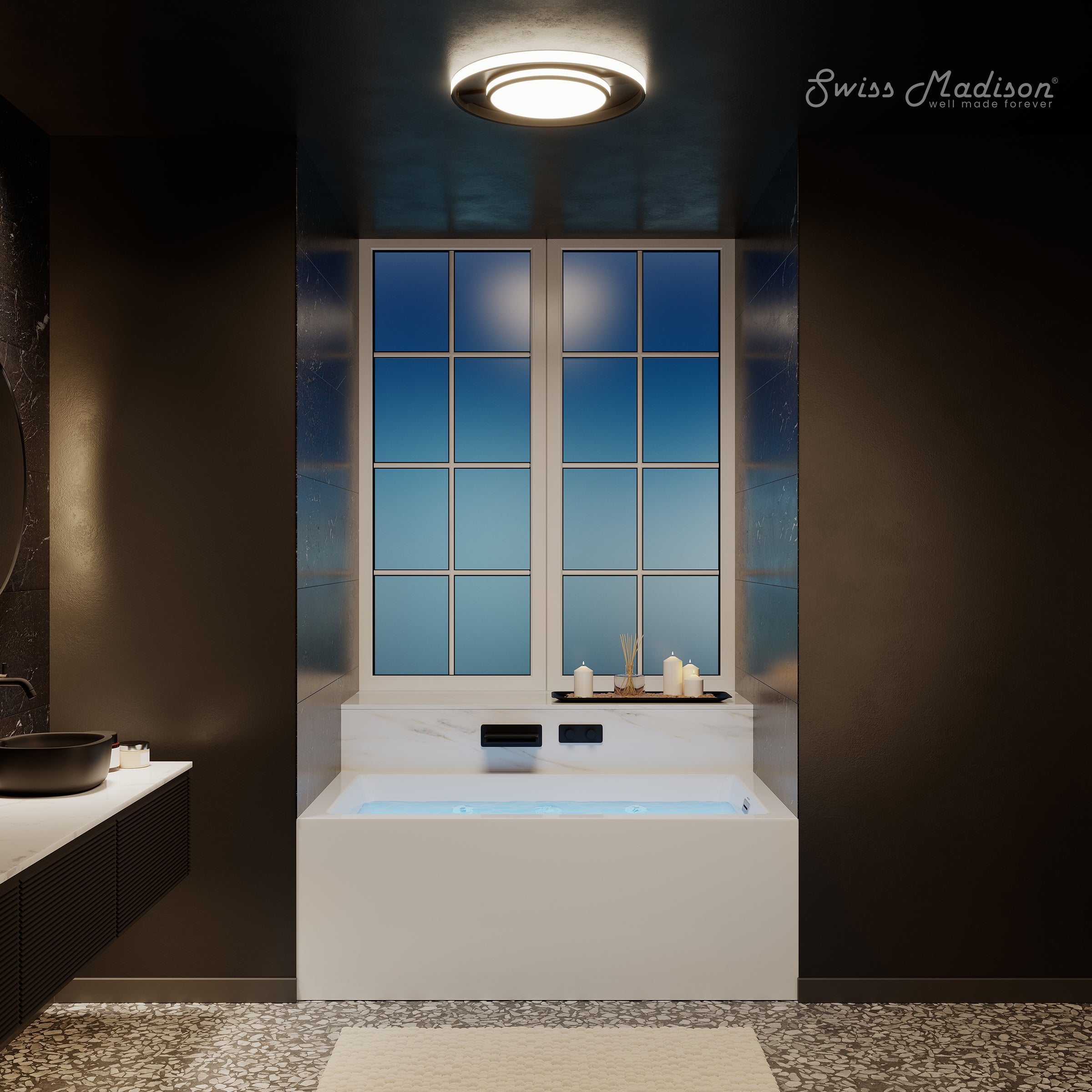 Swiss Madison Avancer 60" x 36" Rectangular Alcove Whirlpool Bathtub with Apron