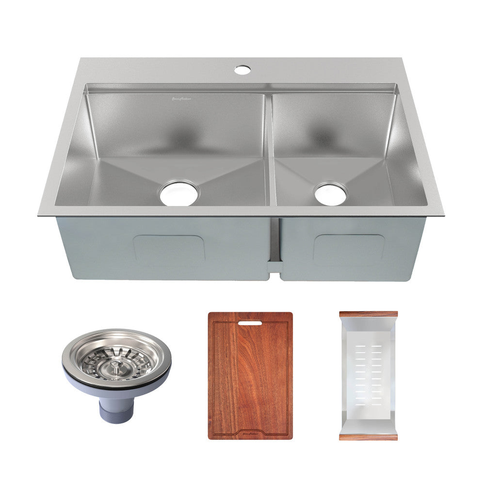 Swiss Madison Ravi Dual Basin 33 x 22 Topmount Kitchen Workstation Sink Swiss Madison