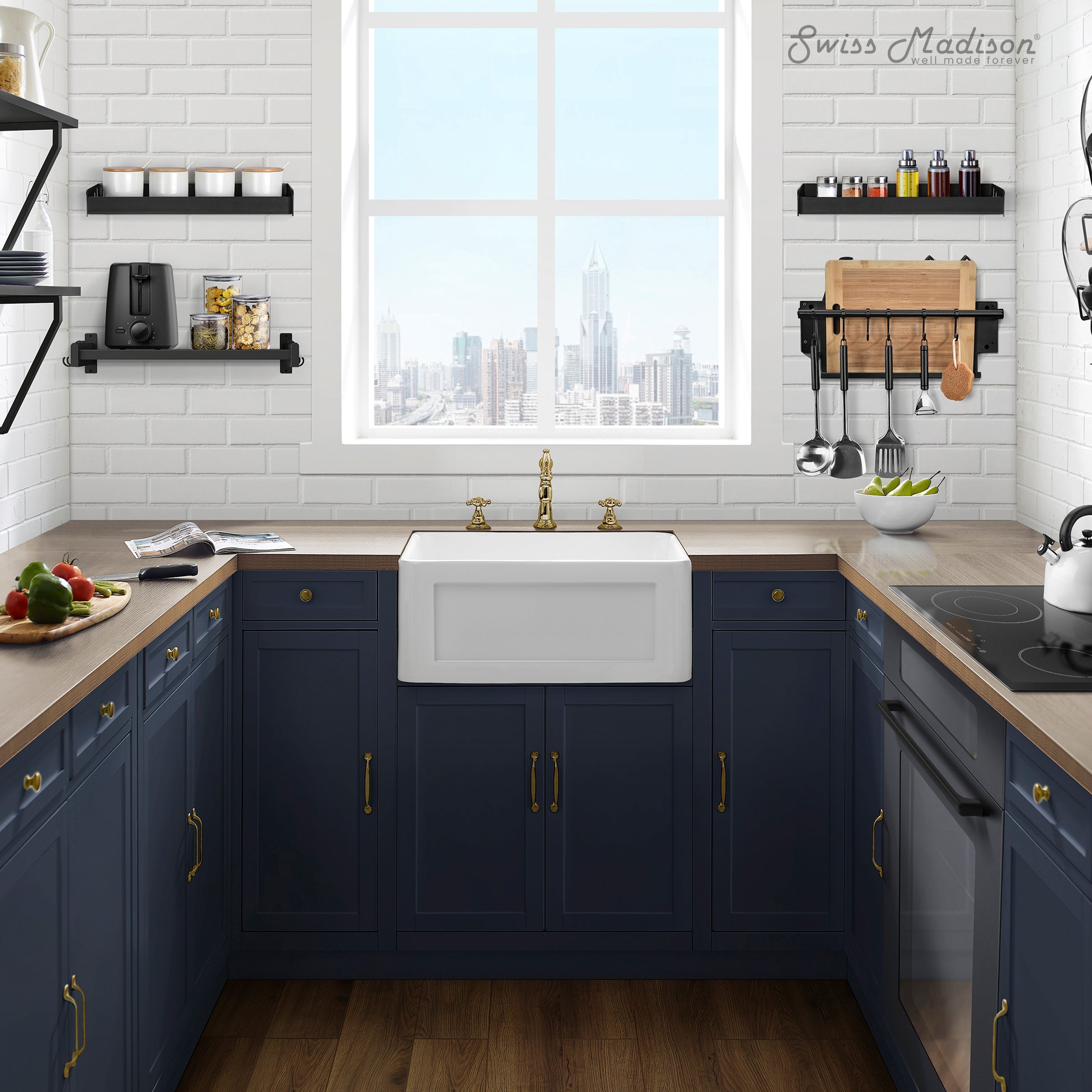 Swiss Madison Delice 24 x 18 Ceramic, Farmhouse Kitchen Sink with Apron
