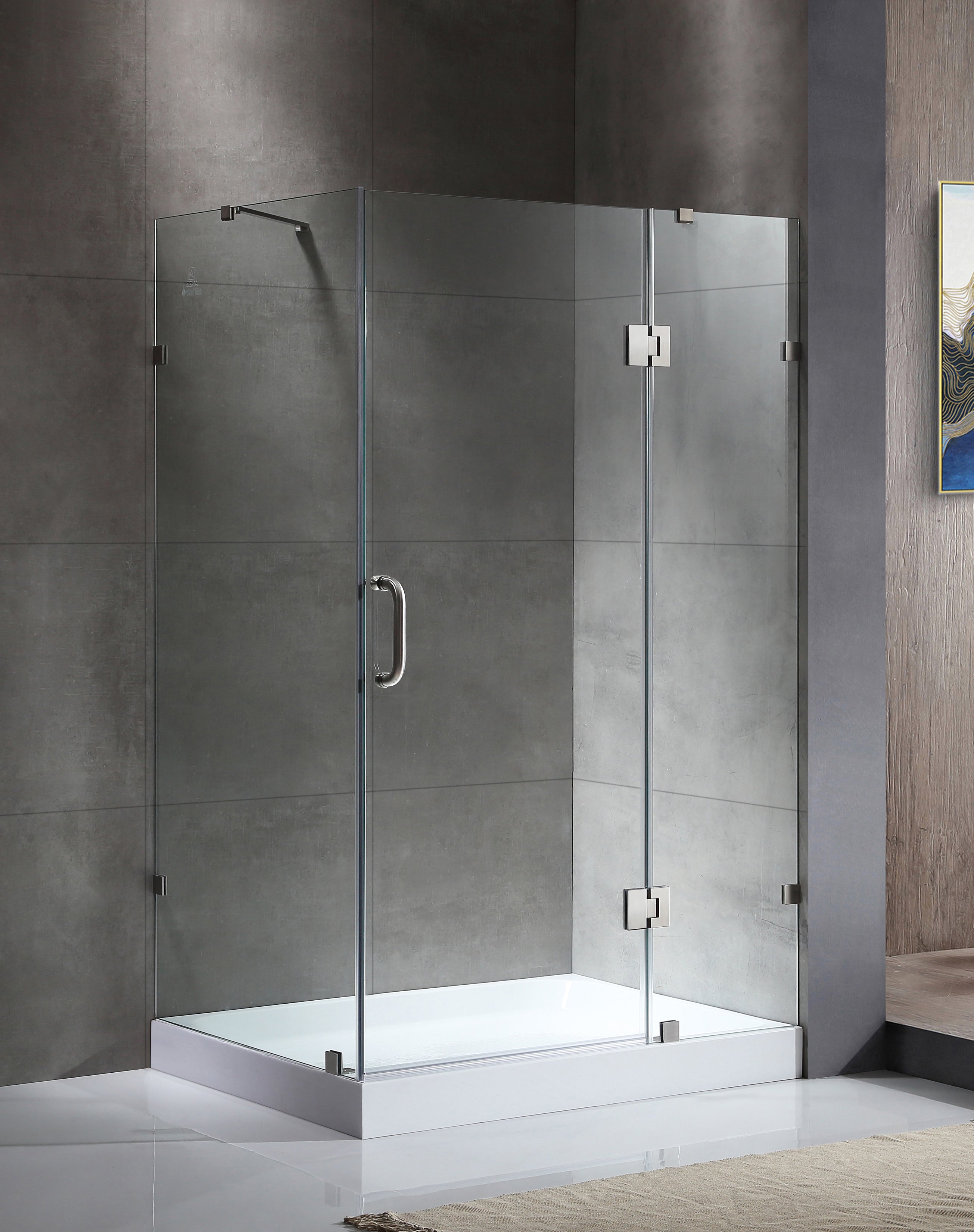 ANZZI  Archon 46 in. x 72 in. Framed Hinged Shower Door with Port 36 x 48 in. Shower Base ANZZI