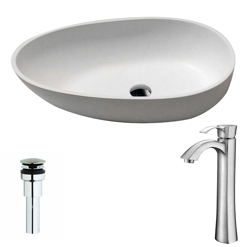 ANZZI  Trident One Piece Solid Surface Vessel Sink with Harmony Faucet ANZZI