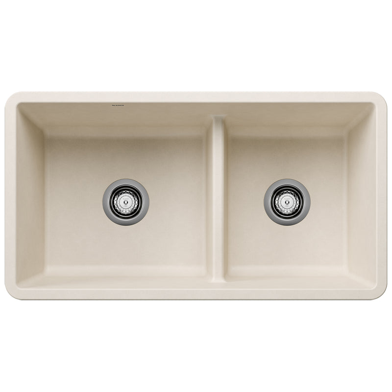 Blanco Precis SILGRANIT 33" 60/40 Reversible Double Bowl Undermount Kitchen Sink with Low Divide Blanco