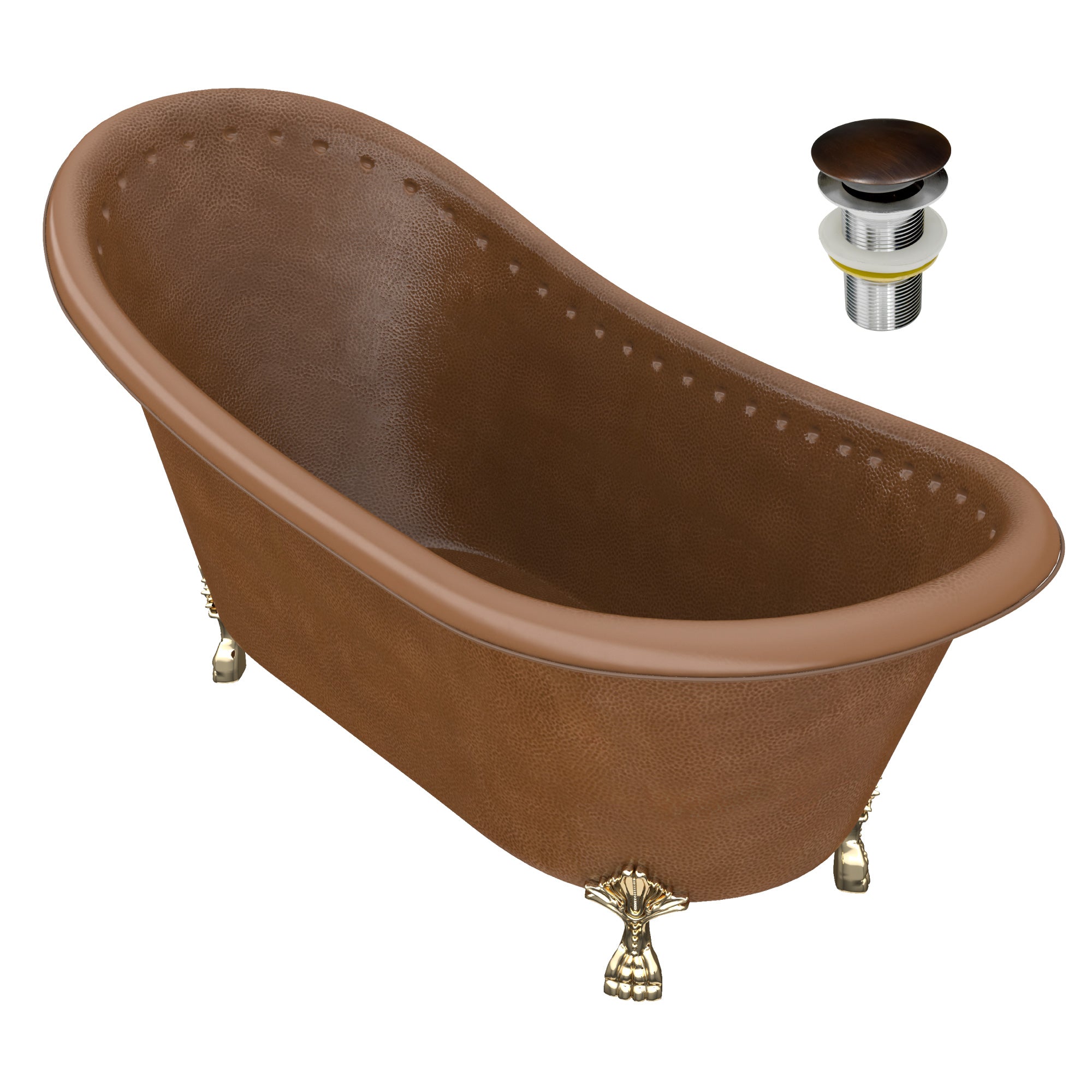 ANZZI  Sivas 66 in. Handmade Copper Slipper Clawfoot Non-Whirlpool Bathtub ANZZI