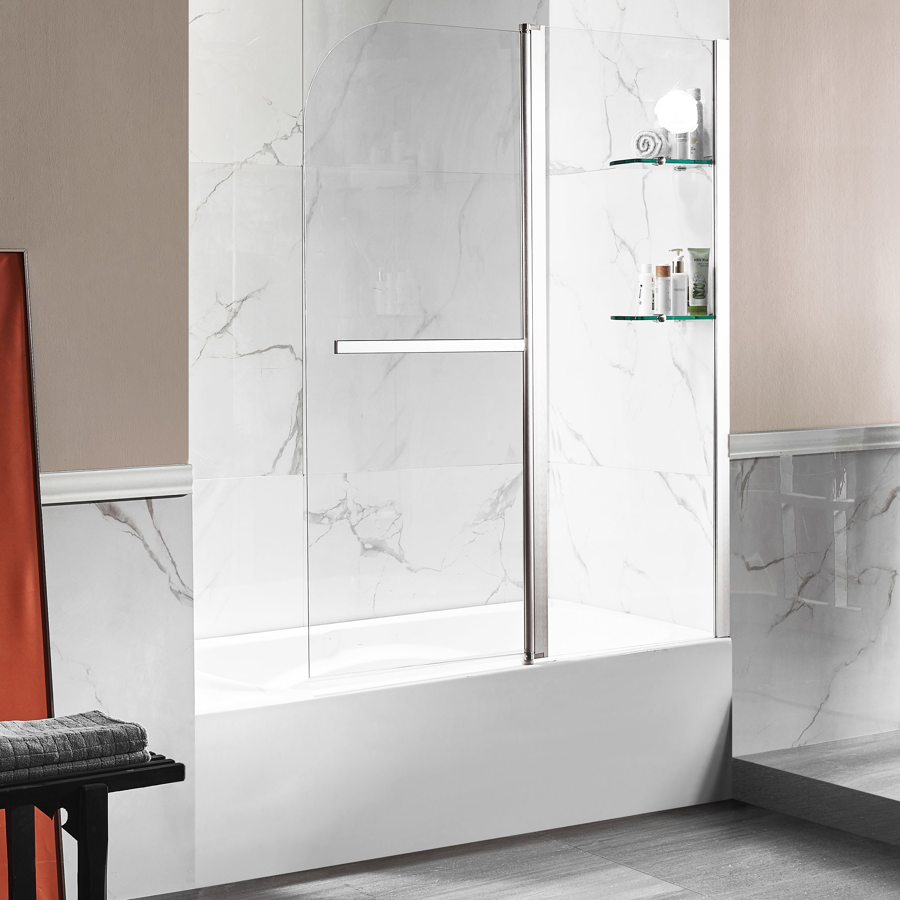 Anzzi 5 ft. Acrylic Rectangle Tub With 48 in. x 58 in. Frameless Tub Door ANZZI