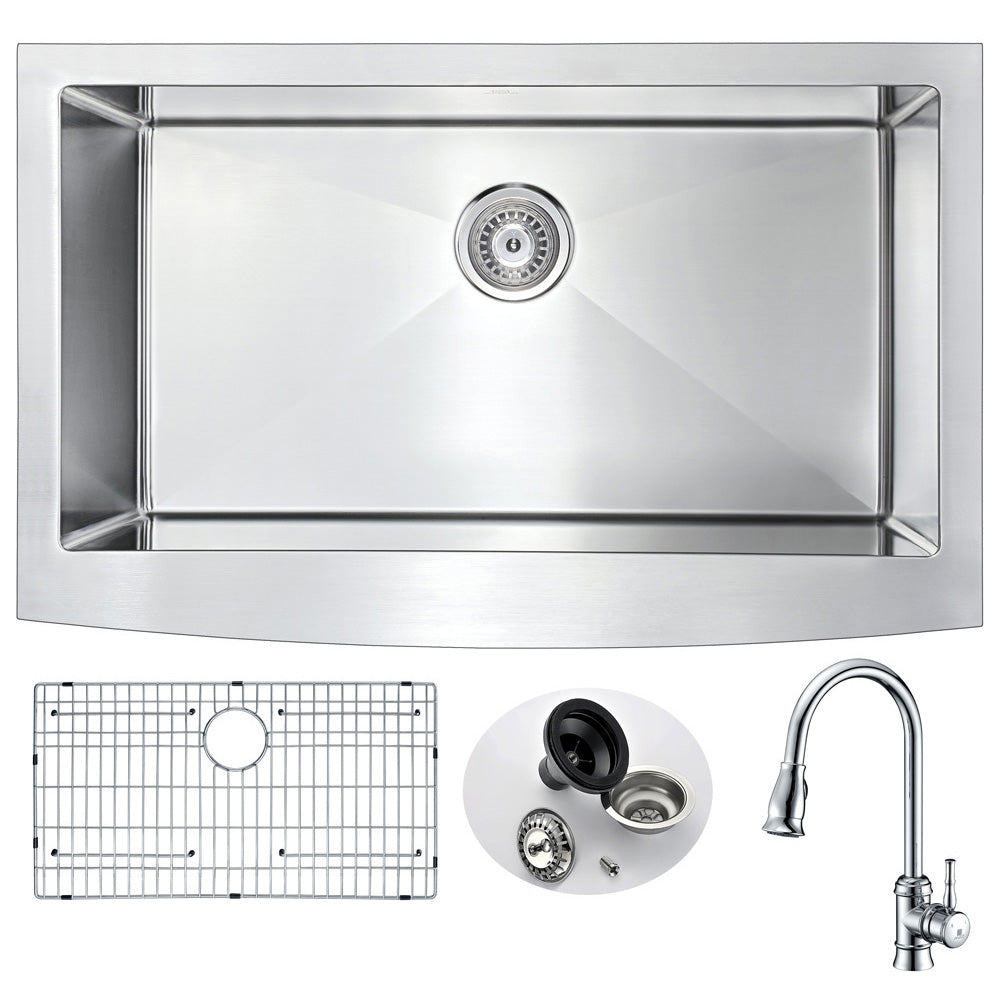 ANZZI  Elysian Farmhouse 36 in. Kitchen Sink with Sails Faucet ANZZI
