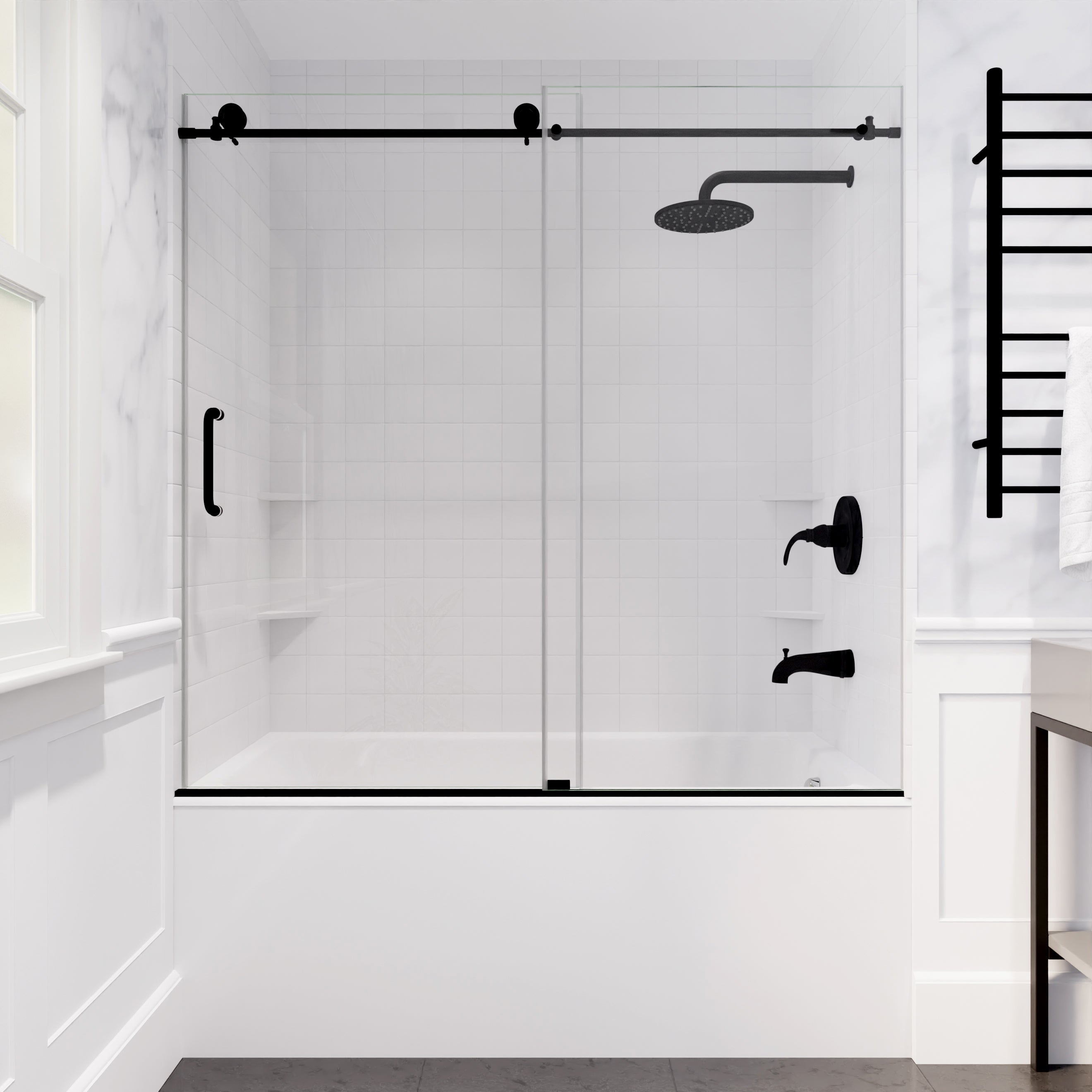 ANZZI  Raymore Series 60 in. x 62 in. Frameless Sliding Tub Door ANZZI