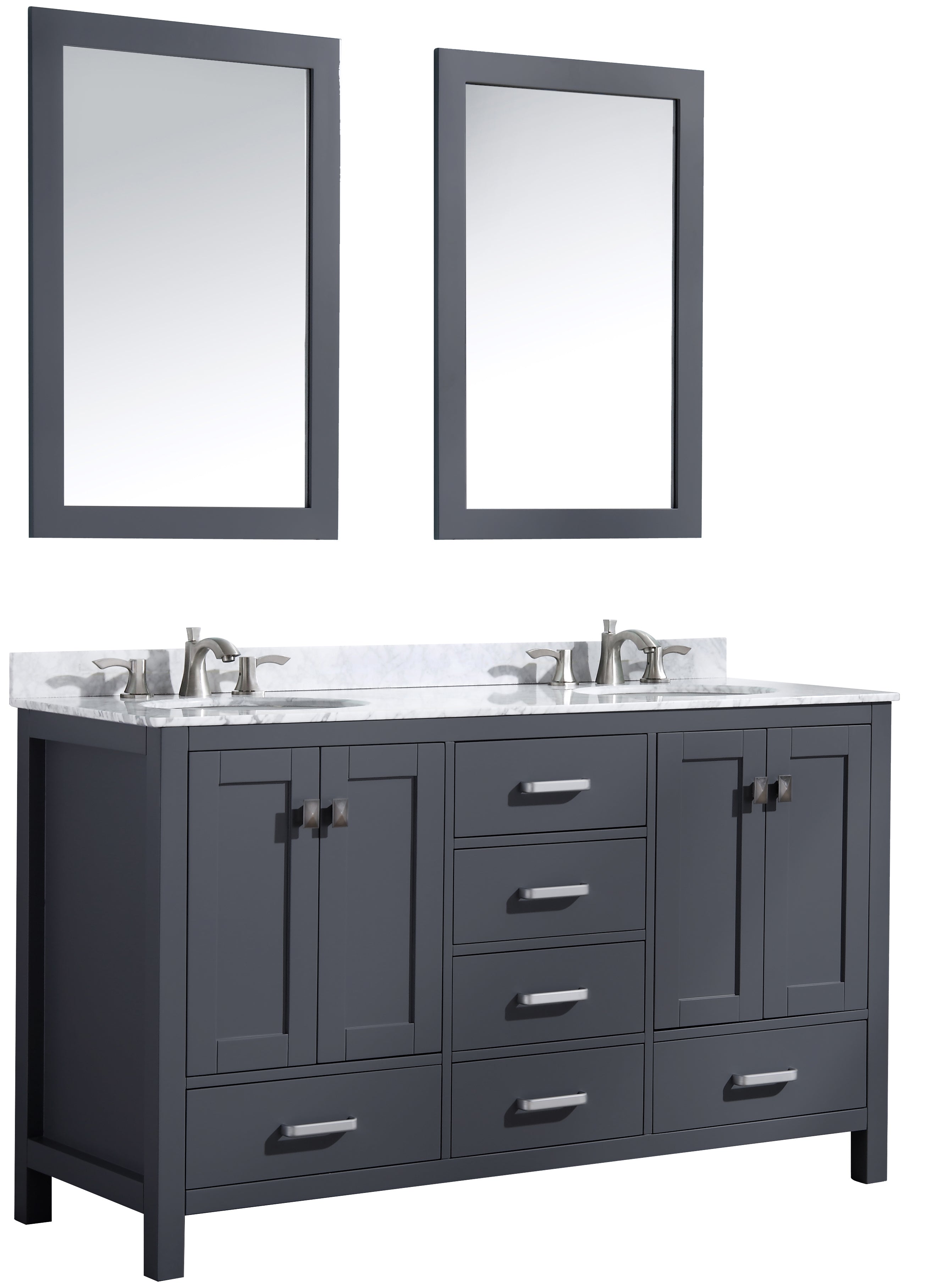 ANZZI  Chateau 60 in. W x 22 in. D Bathroom Bath Vanity Set with Carrara Marble Top with White Sink ANZZI