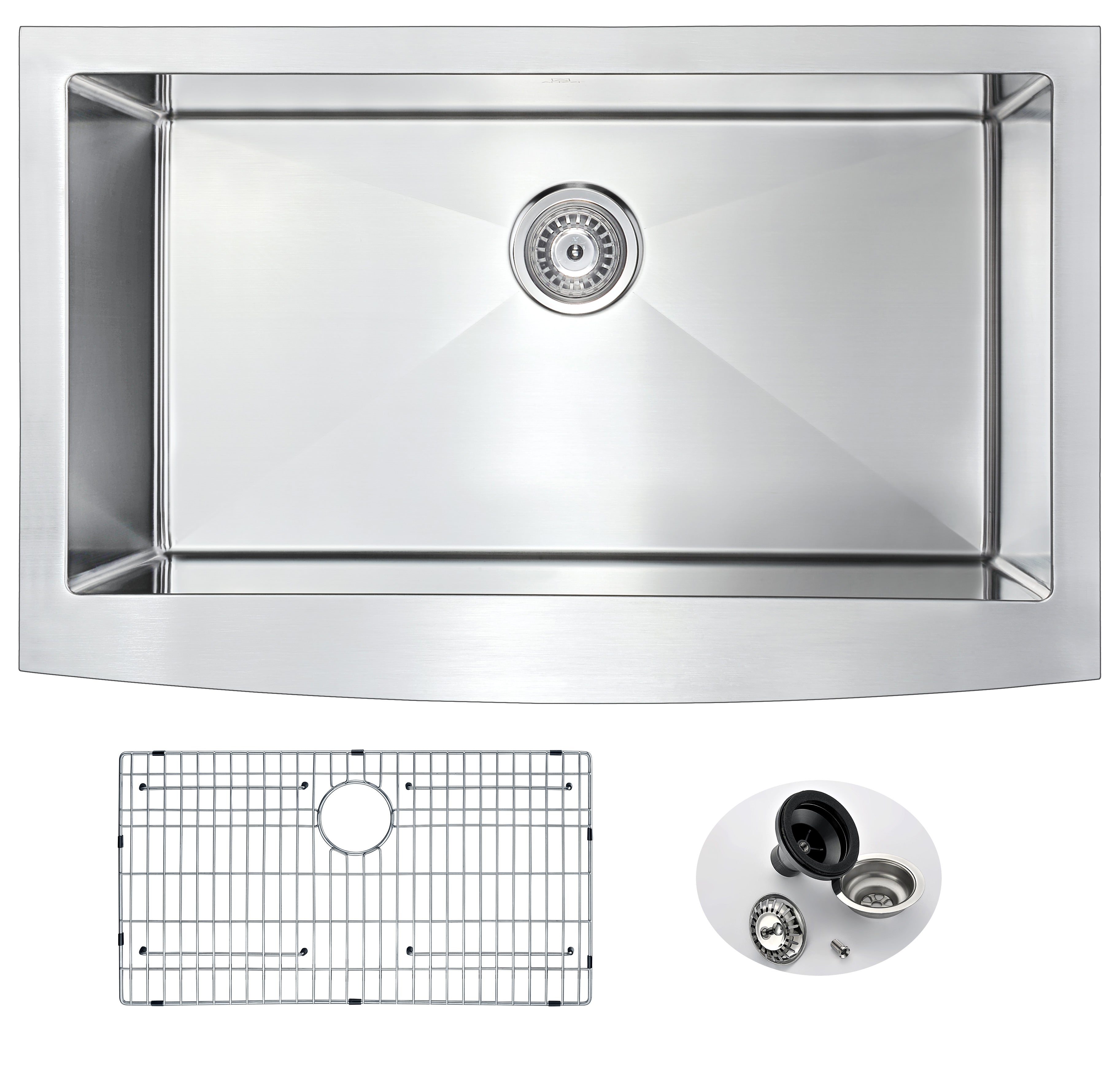 ANZZI  Elysian Farmhouse Stainless Steel 32 in. 0-Hole Single Bowl Kitchen Sink ANZZI