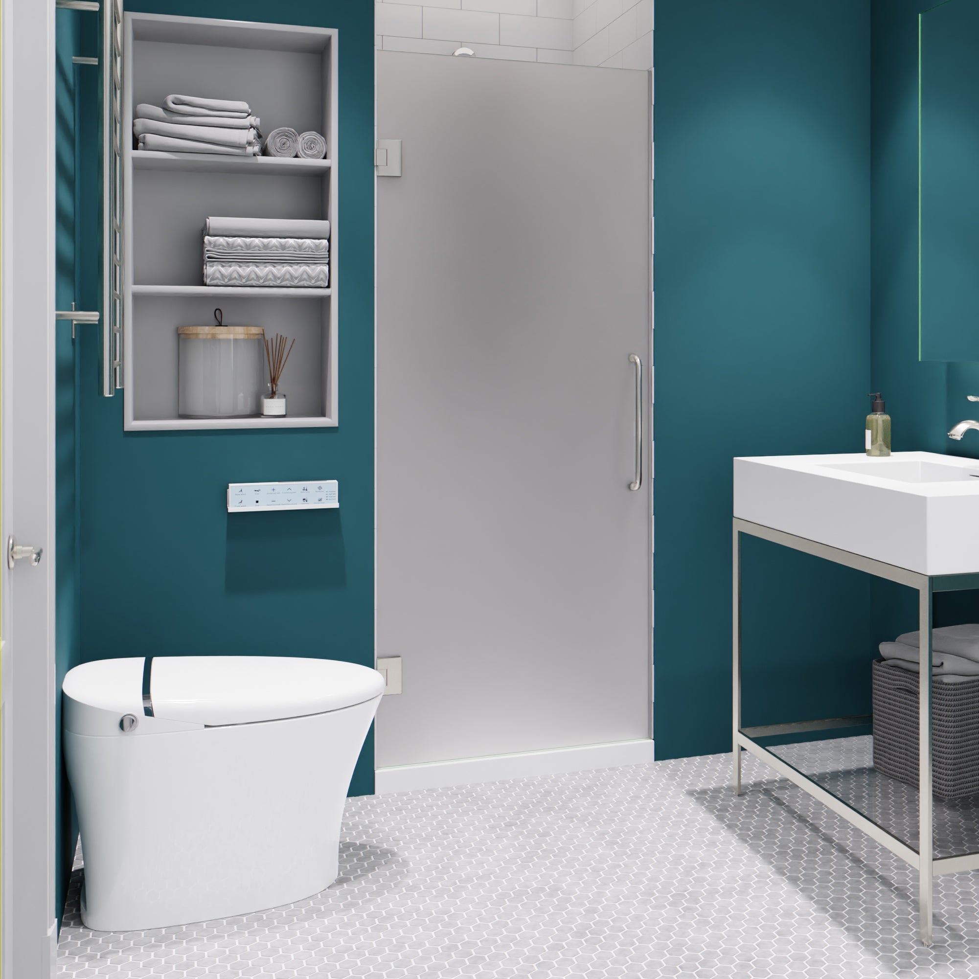 ANZZI  Passion Series 24 in. by 72 in. Frameless Hinged shower door with Frosted Glass and Handle ANZZI