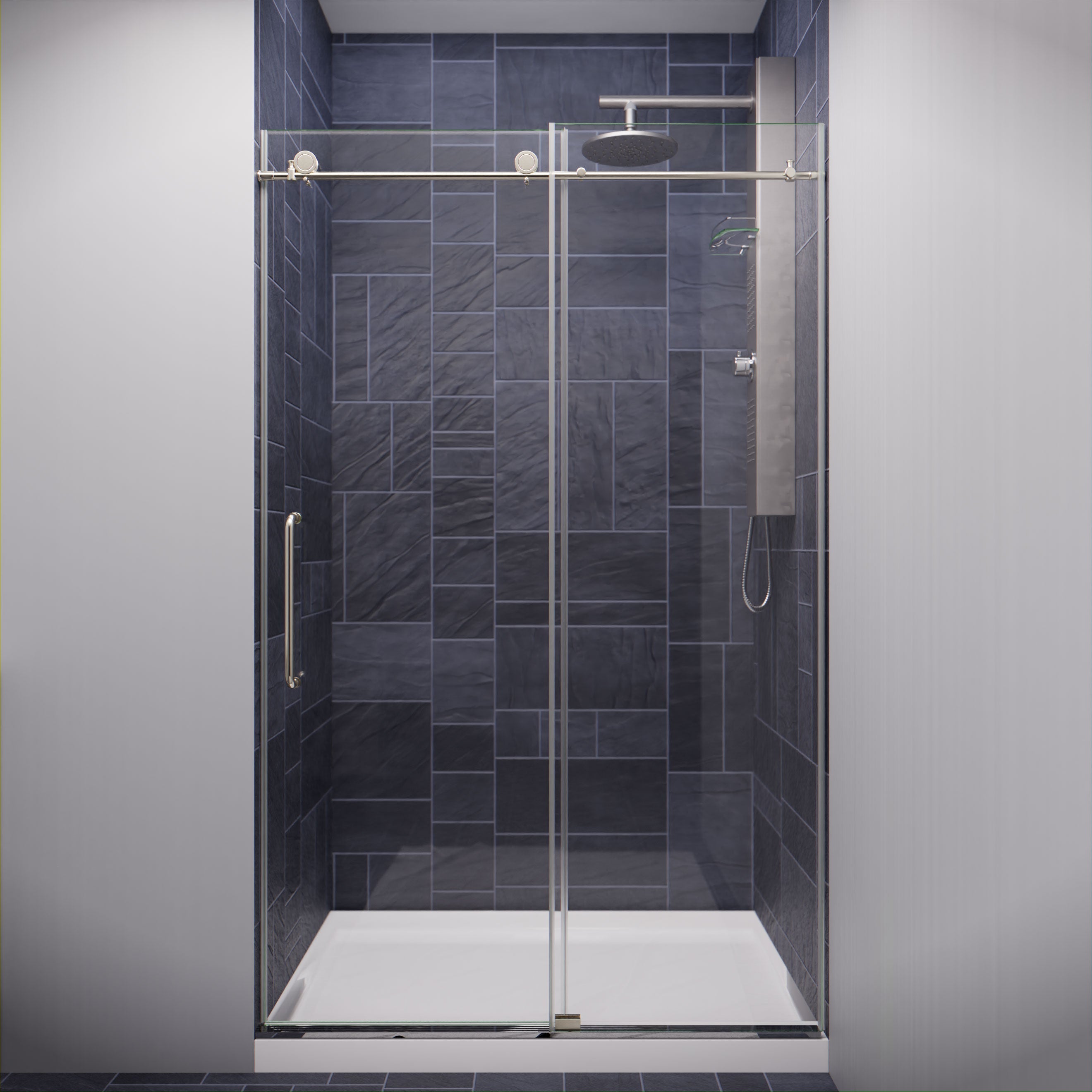 ANZZI  Padrona Series 48 in. by 76 in. Frameless Sliding Shower Door with Handle ANZZI