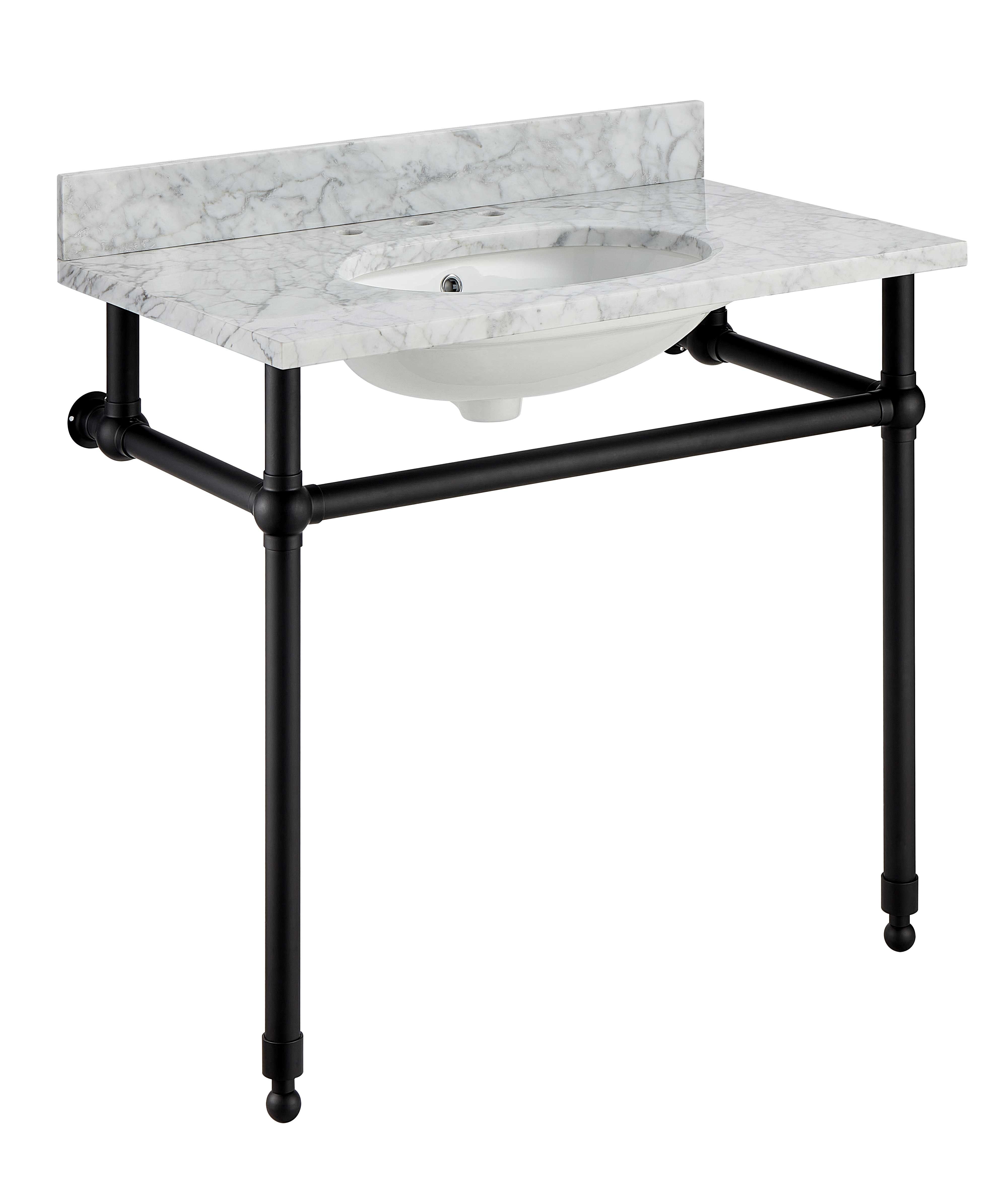 ANZZI  Verona 34.5 in. Console Sink with Carrara White Counter Top ANZZI