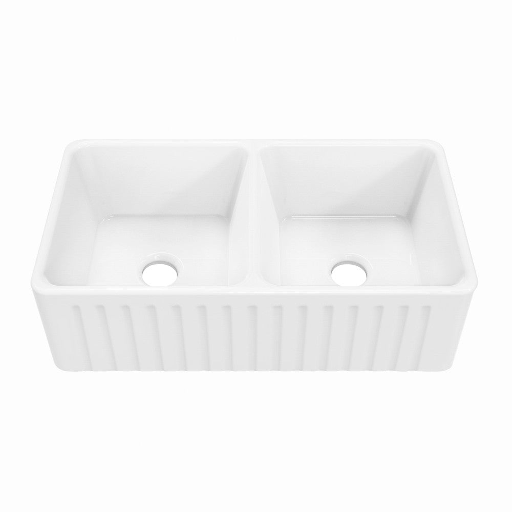 Swiss Madison Delice 33" Double Basin Fireclay Farmhouse Kitchen Sink