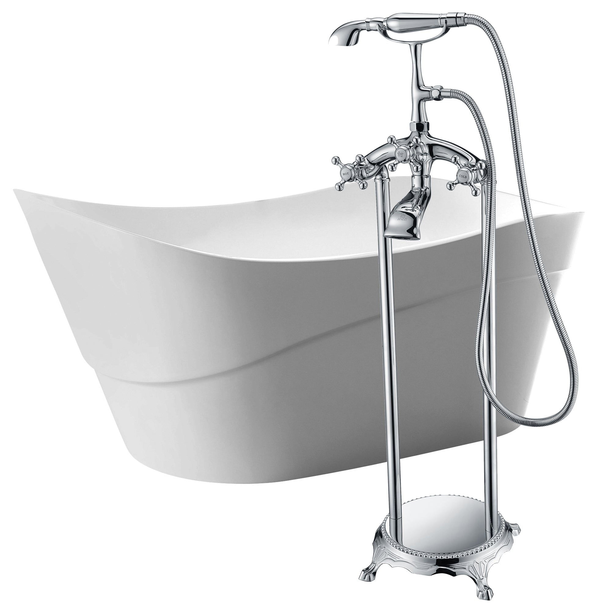 ANZZI  Kahl 67 in. Acrylic Flatbottom Non-Whirlpool Bathtub with Tugela Faucet ANZZI