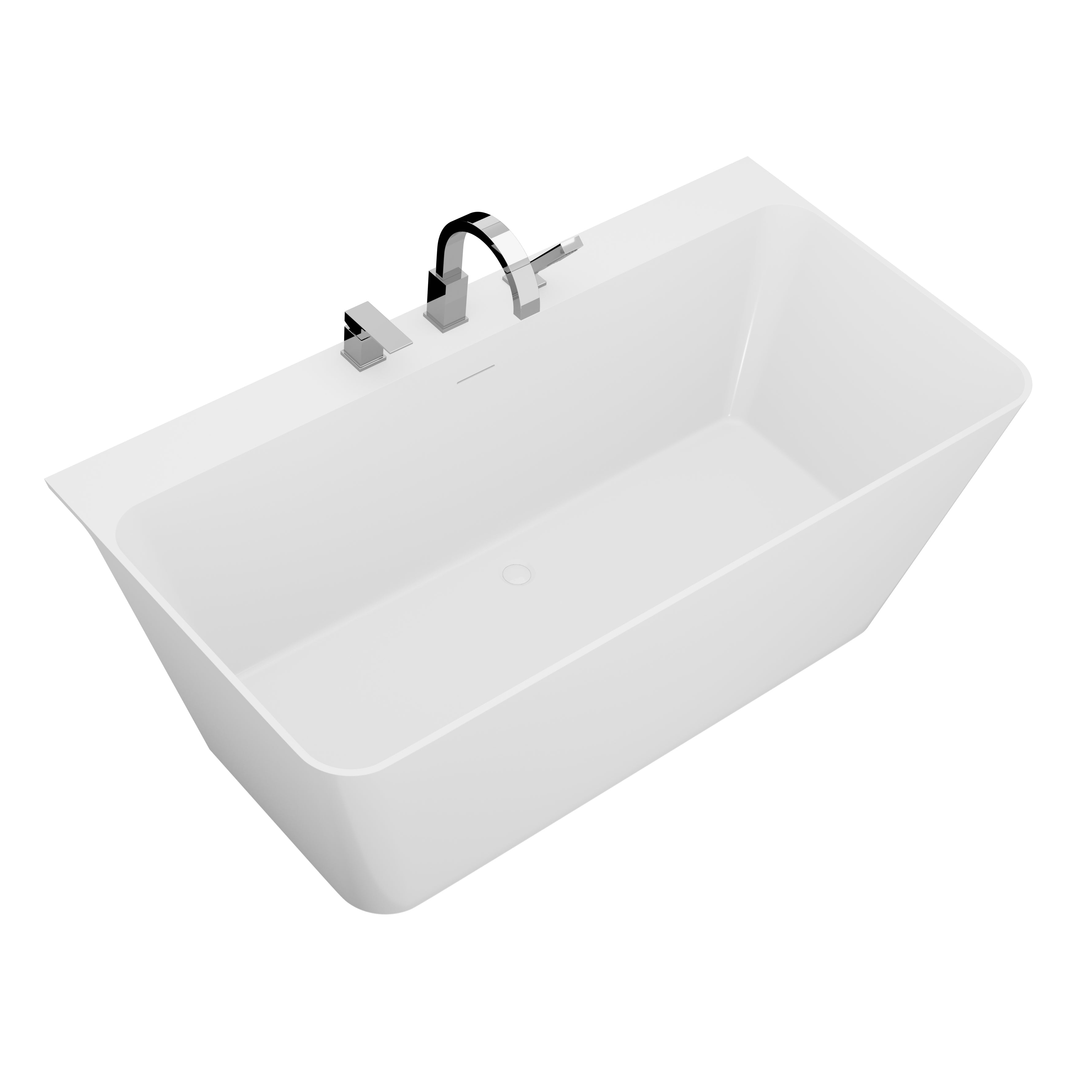 ANZZI  VAULT 67 in. Acrylic Flatbottom Freestanding Bathtub with Deck Mount Faucet & Hand Sprayer ANZZI