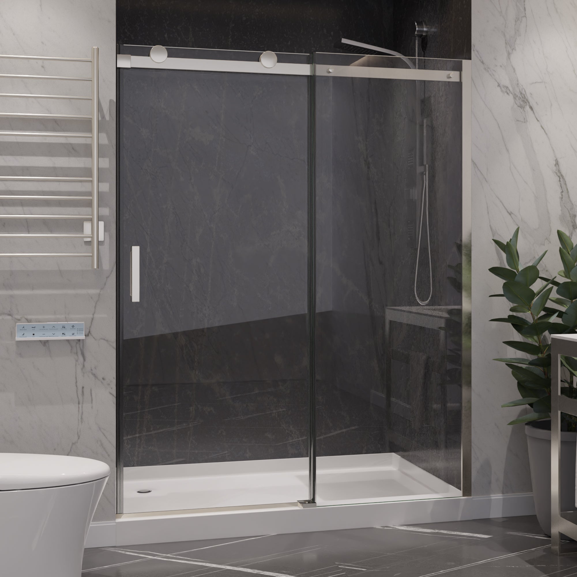 ANZZI  Rhodes Series 60 in. x 76 in. Frameless Sliding Shower Door with Handle ANZZI