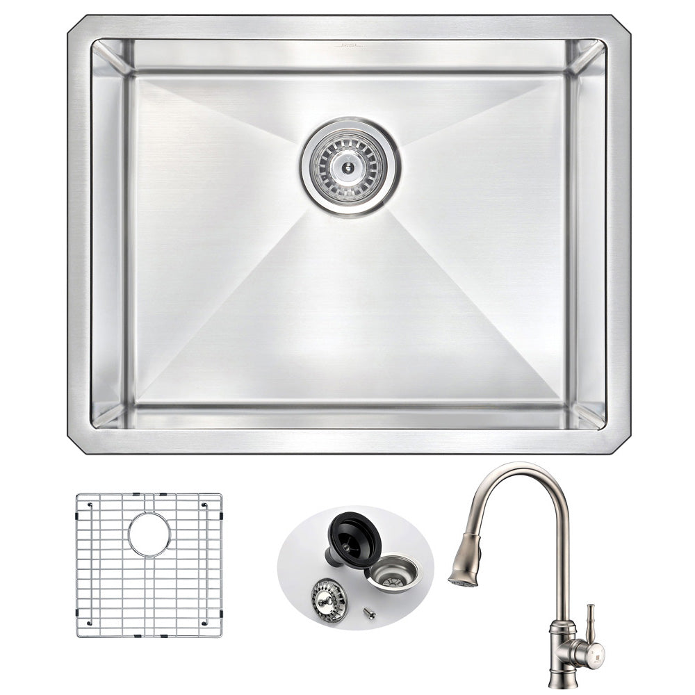 ANZZI  VANGUARD Undermount 23 in. Single Bowl Kitchen Sink with Sails Faucet ANZZI