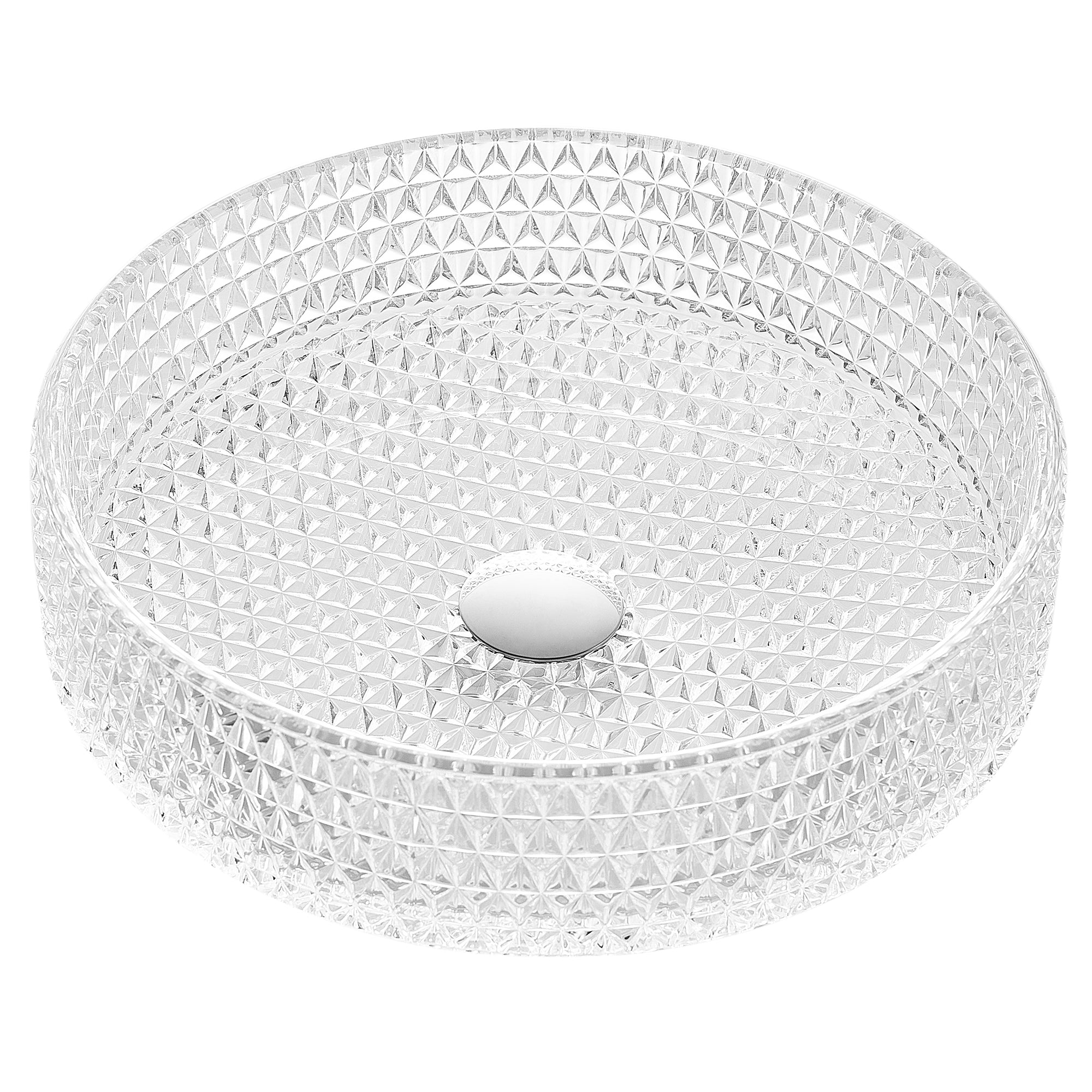 ANZZI  Celeste Round Clear Glass Vessel Bathroom Sink with Faceted Pattern ANZZI