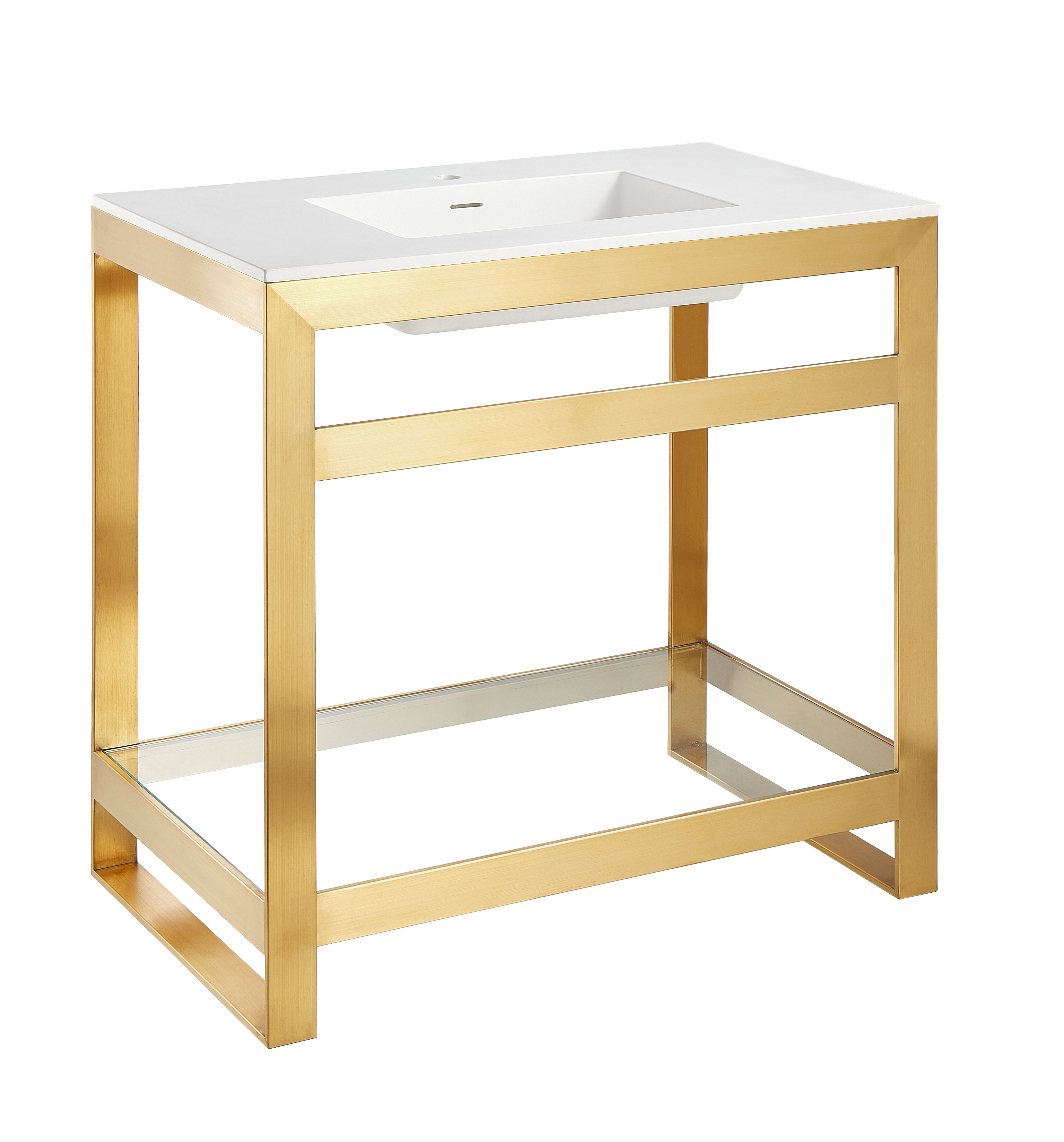 ANZZI  Orchard 36 in. Console Sink with Glossy White Counter Top ANZZI