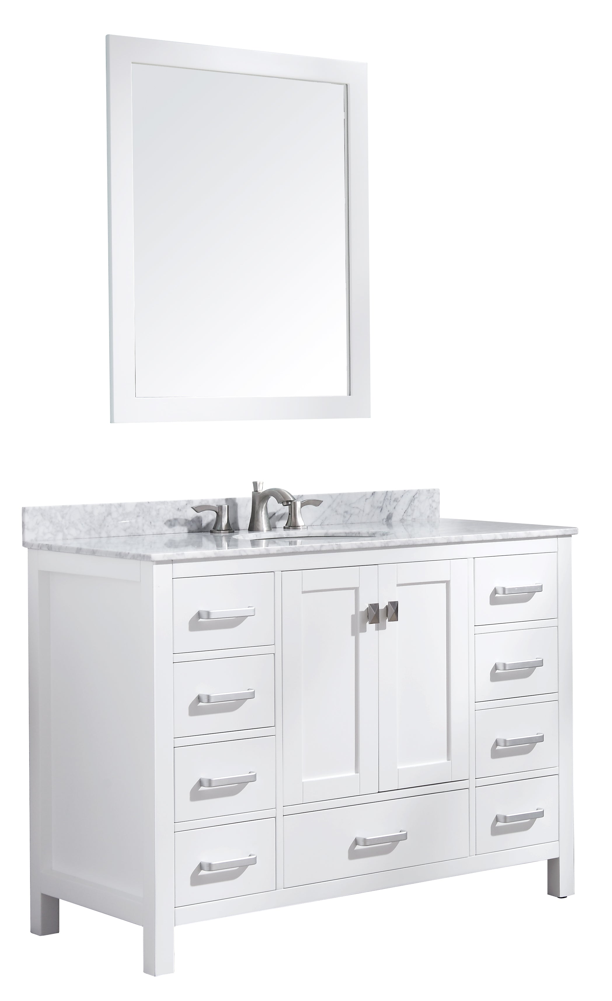 ANZZI  Chateau 48 in. W x 22 in. D Bathroom Bath Vanity Set with Carrara Marble Top with White Sink ANZZI