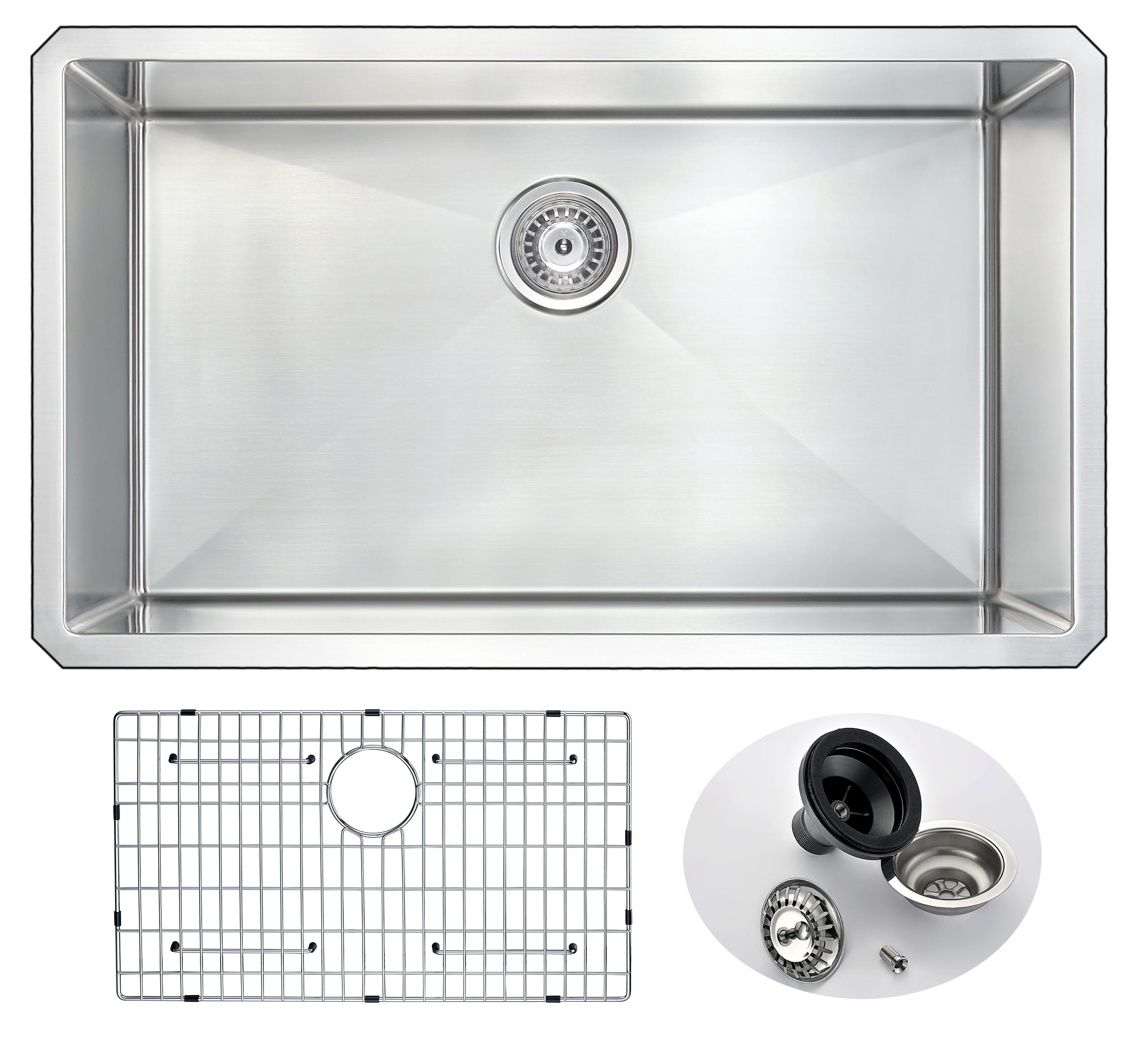 ANZZI  Vanguard Undermount Stainless Steel 32 in. 0-Hole Single Bowl Kitchen Sink ANZZI