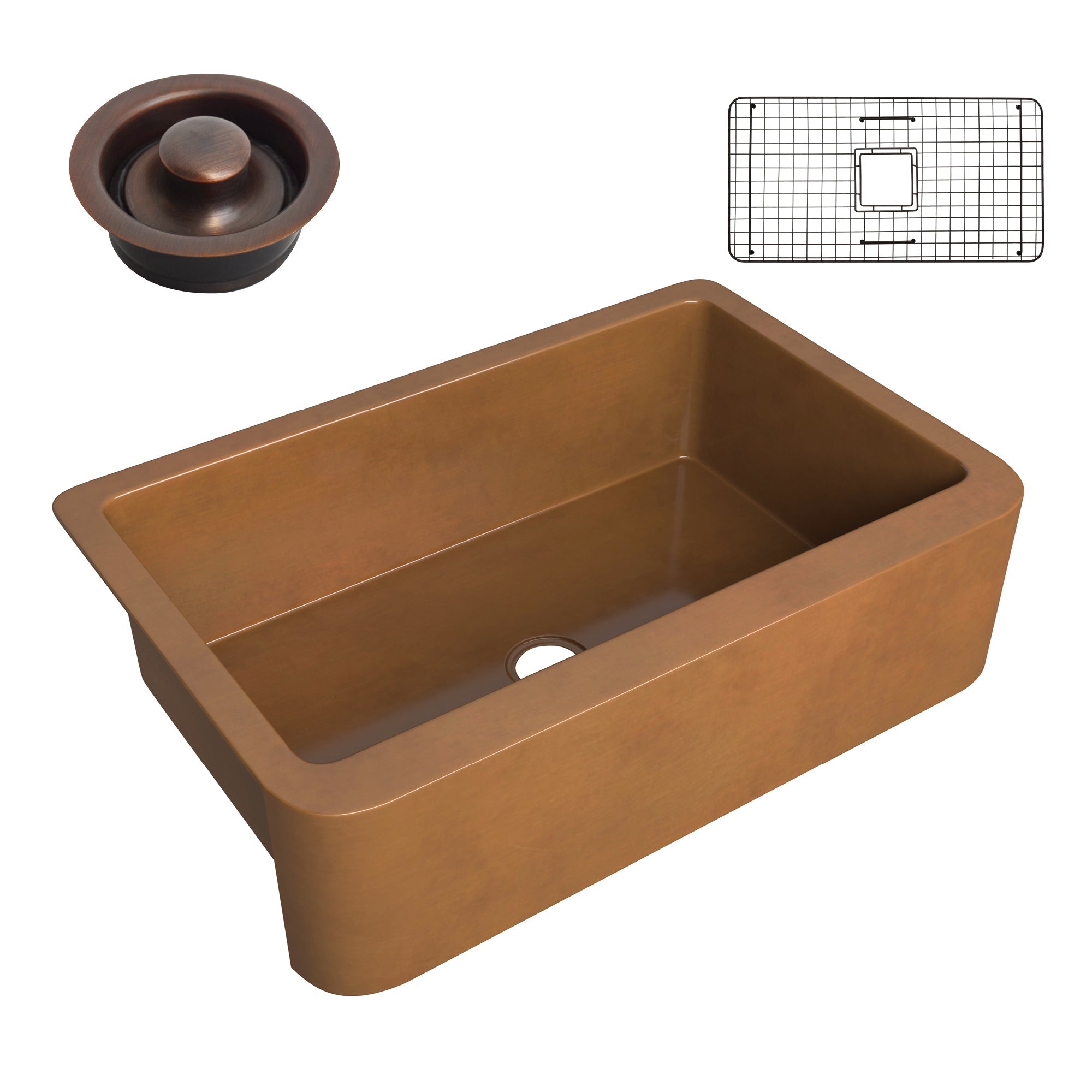 ANZZI  Cyprus Farmhouse Handmade Copper 33 in. 0-Hole Single Bowl Kitchen Sink ANZZI