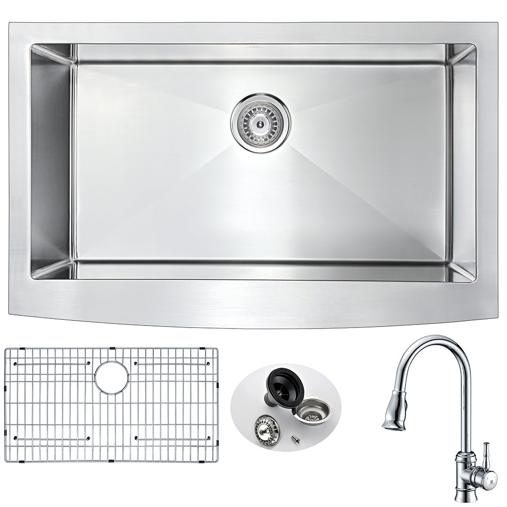 ANZZI  Elysian Farmhouse 32 in. Kitchen Sink with Sails Faucet ANZZI