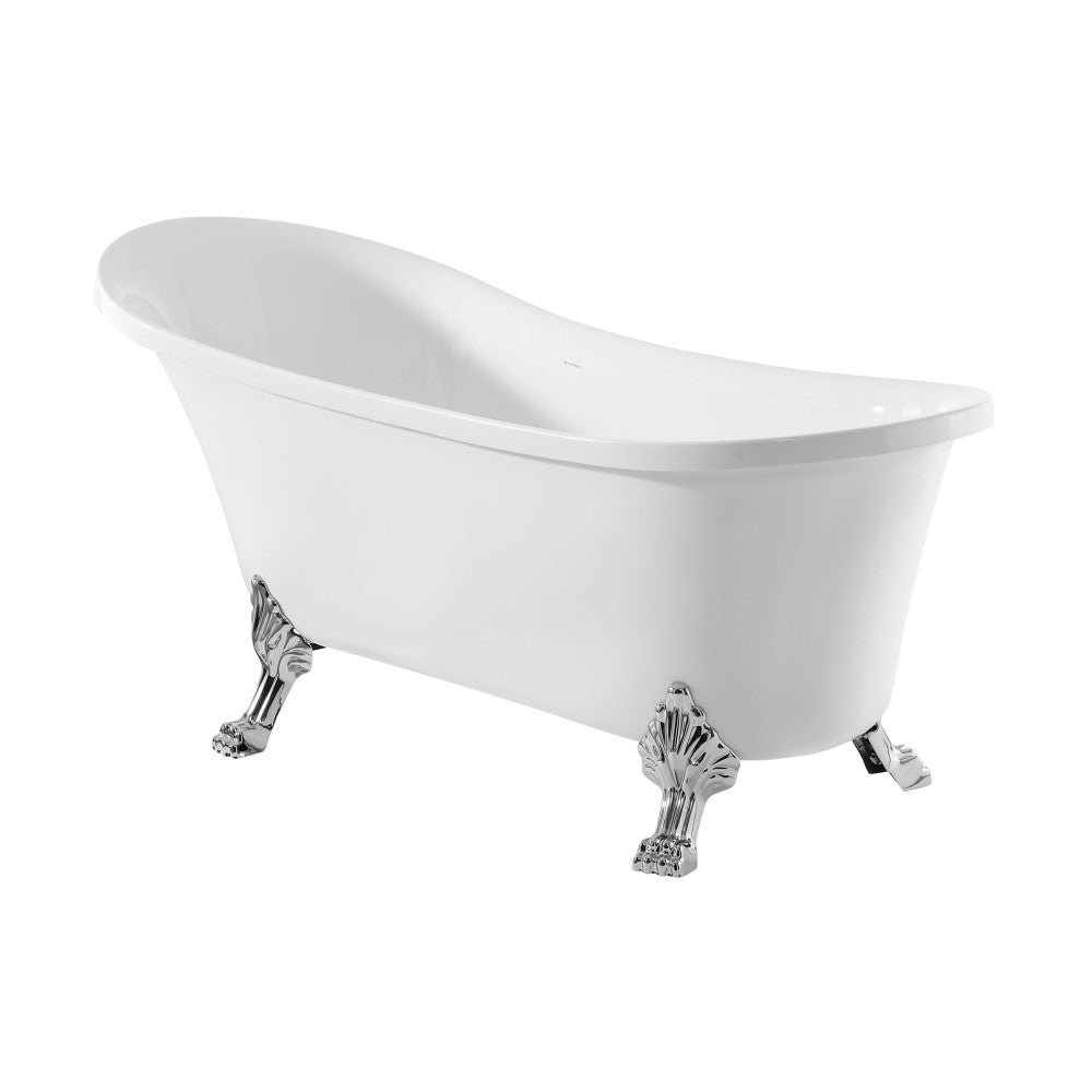 Swiss Madison Cache Single Slipper, Clawfoot Soaking Acrylic Bathtub, Chrome Clawfoot