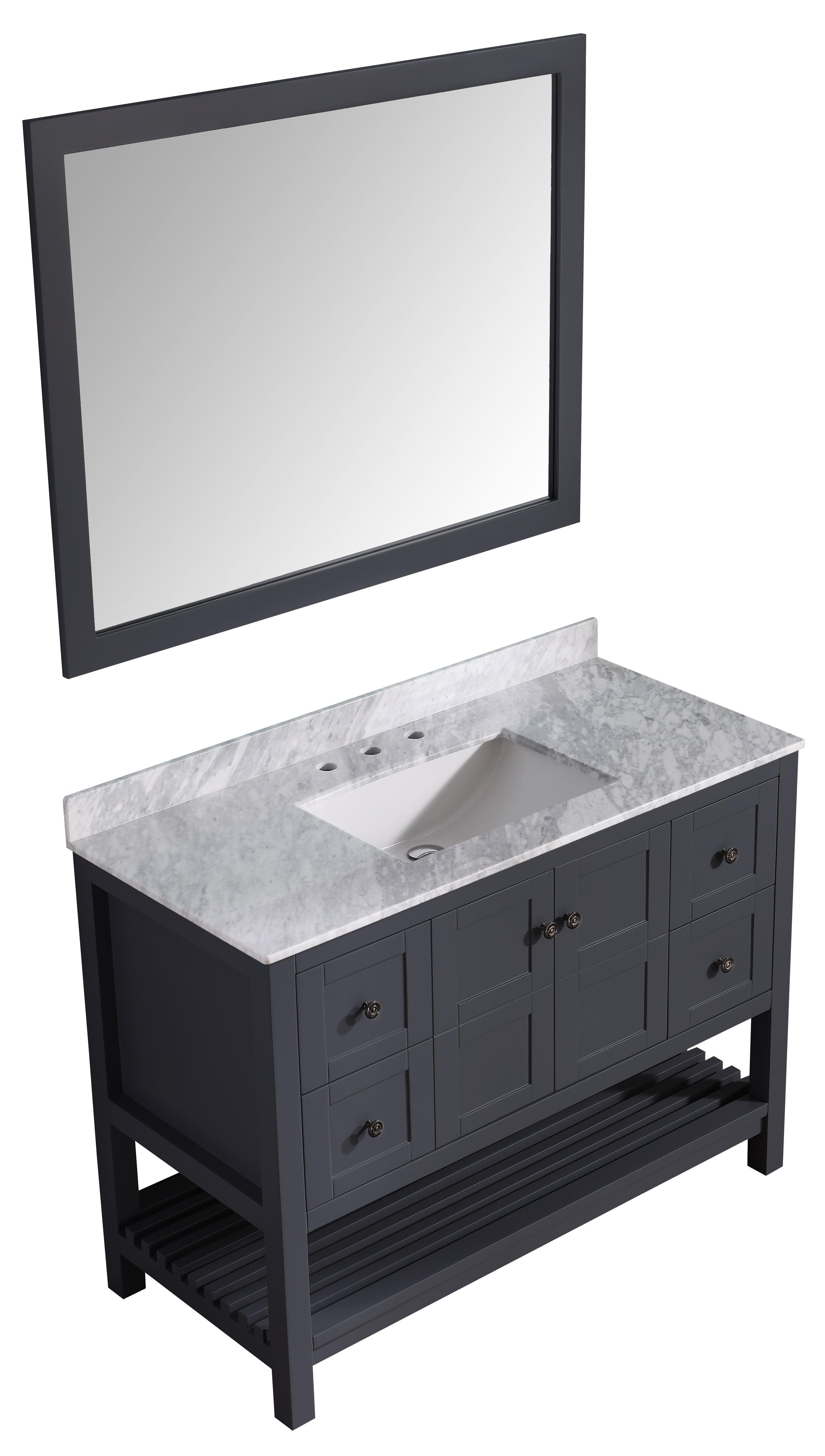 ANZZI  Montaigne 48 in. W x 22 in. D Bathroom Bath Vanity Set with Carrara Marble Top with White Sink ANZZI